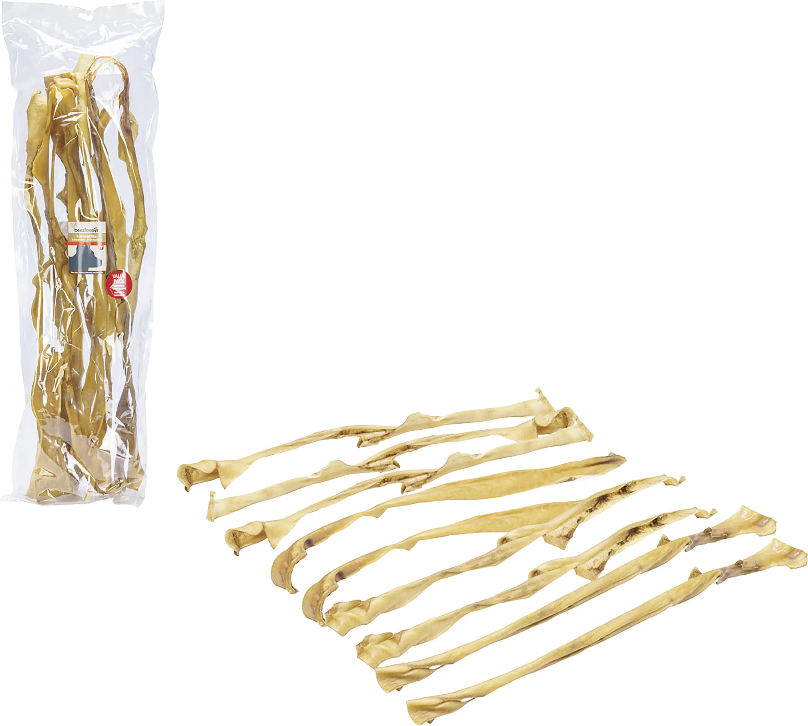 Beeztees Hundesnack Rinderkopfhaut Vorteilspack 10 Stück ca. 70 - 80 cm