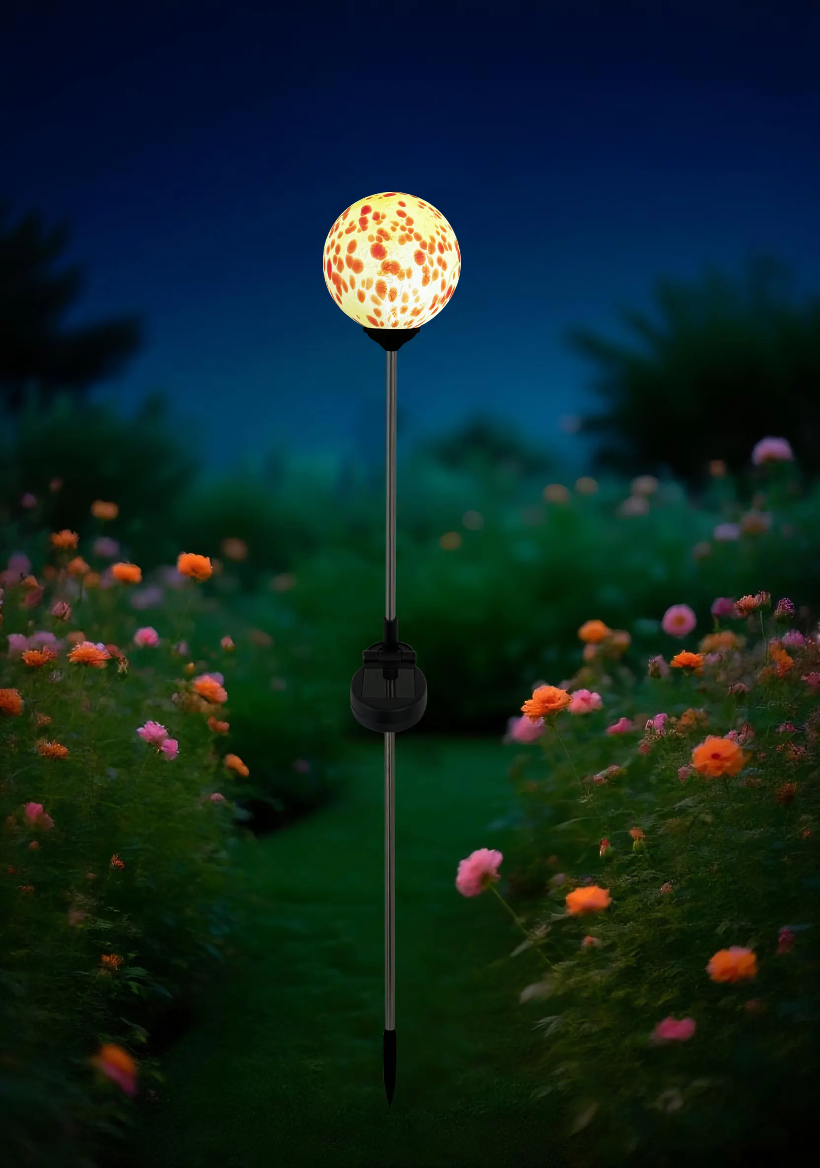 Dapo LED Solarleuchte Glaskugel mit Erdspieß weiß