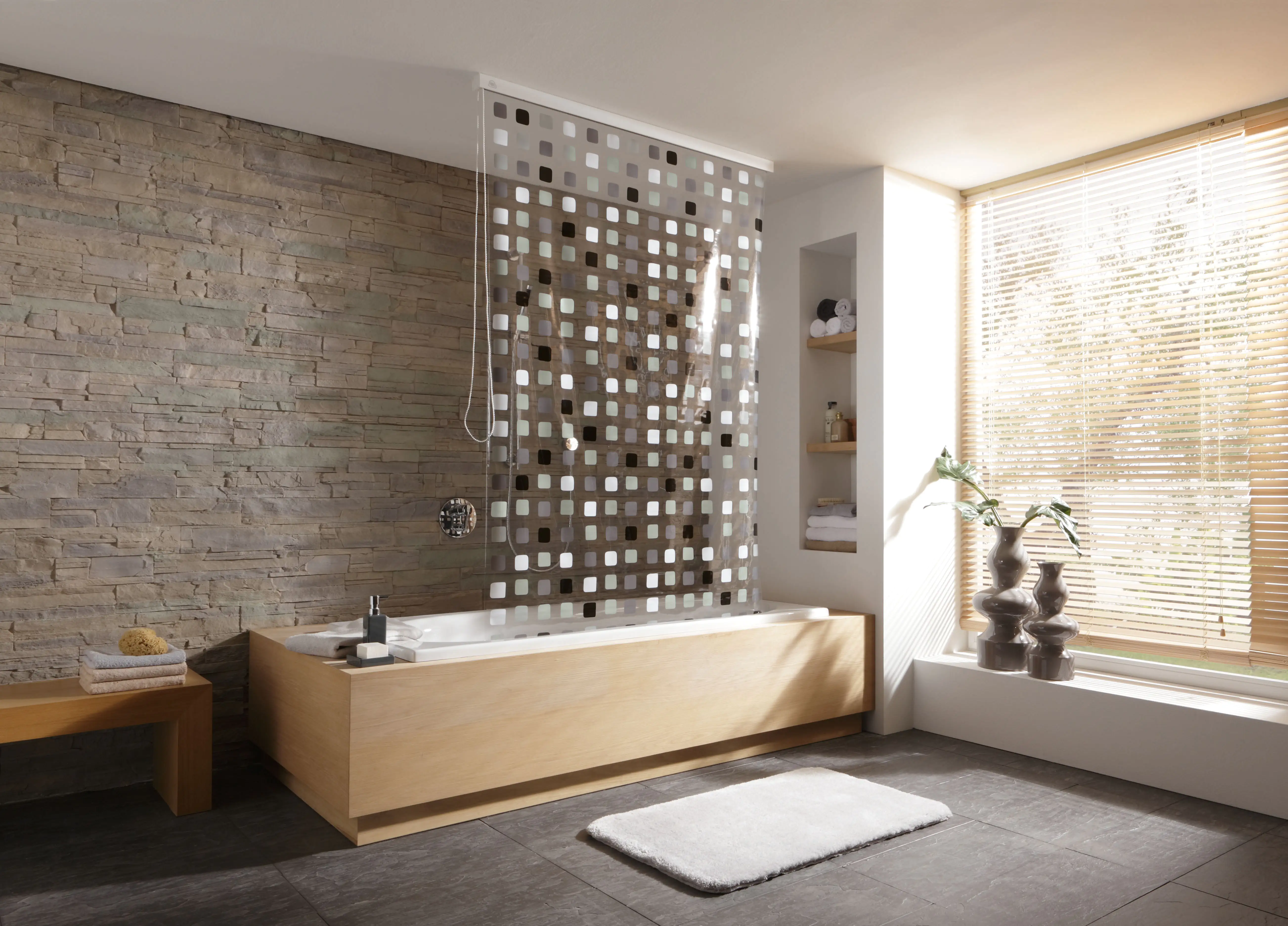 4004478171299_2 Kleine Wolke Duschrollo für Leerkassette 128 x 240 cm grau