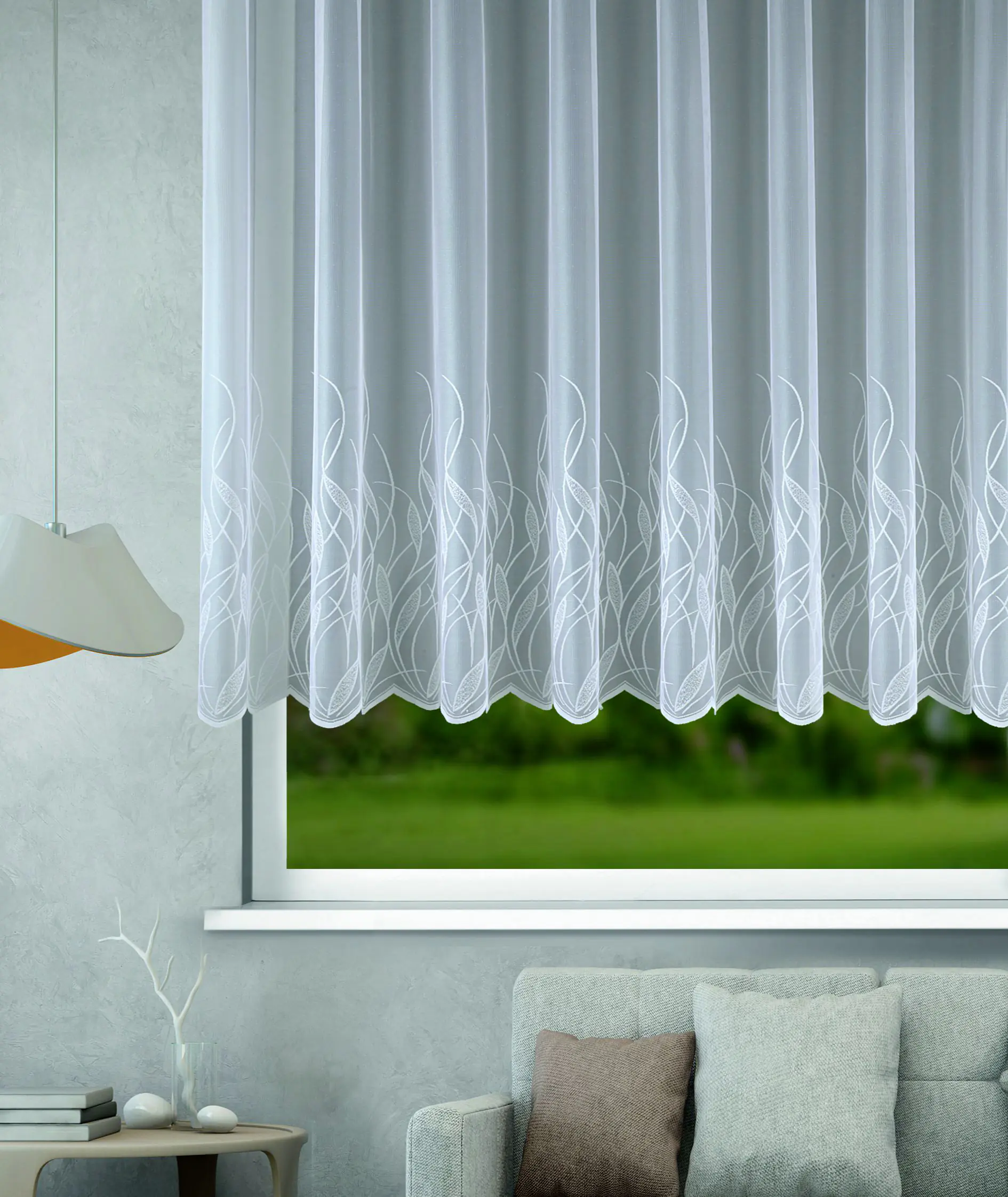 Sehlbach Gardine Jacquard Ornamente weiß 300 x 145 cm Sehlbach Gardine Jacquard Ornamente weiß 300 x 145 cm