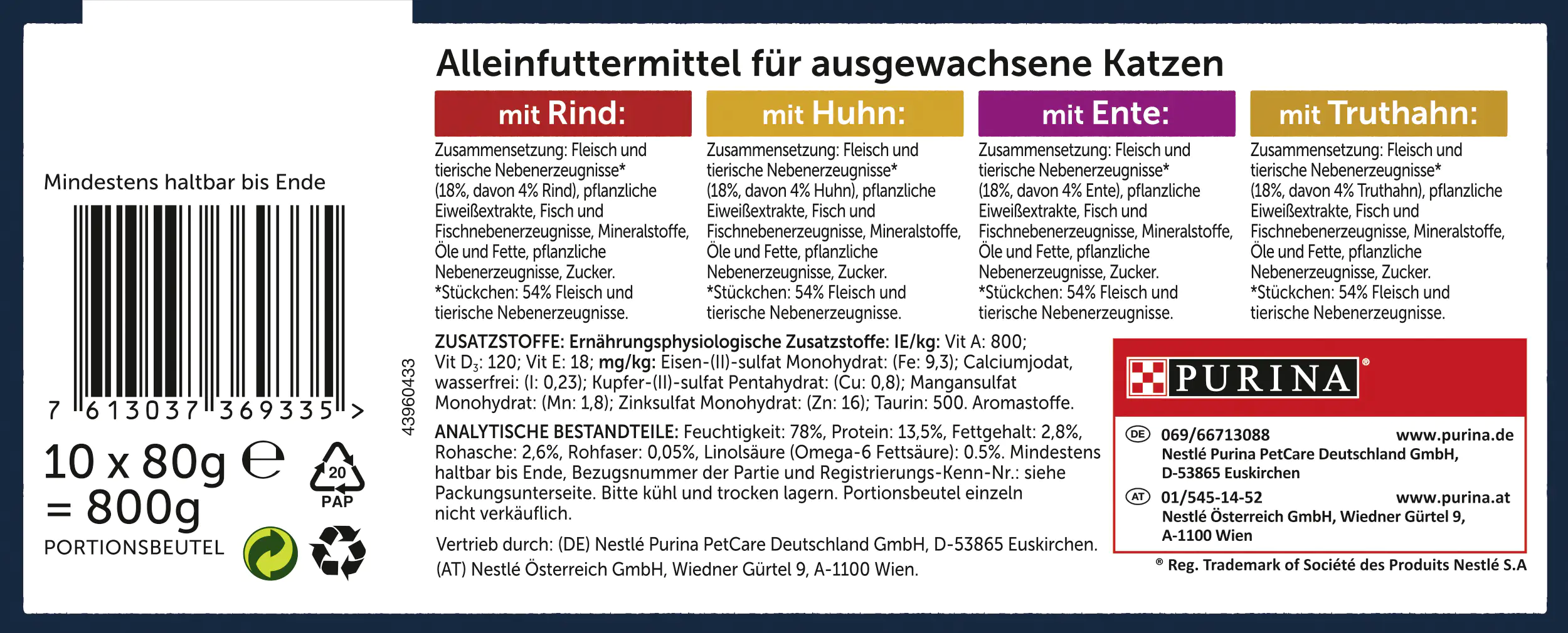Felix Tasty Shreds Geschmacksvielfalt vom Land 10 x 80 g