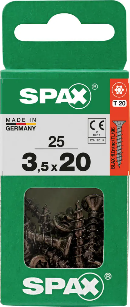 Spax Universalschrauben 3,5 x 20 mm T20 Vollgewinde - 25 Stk. 