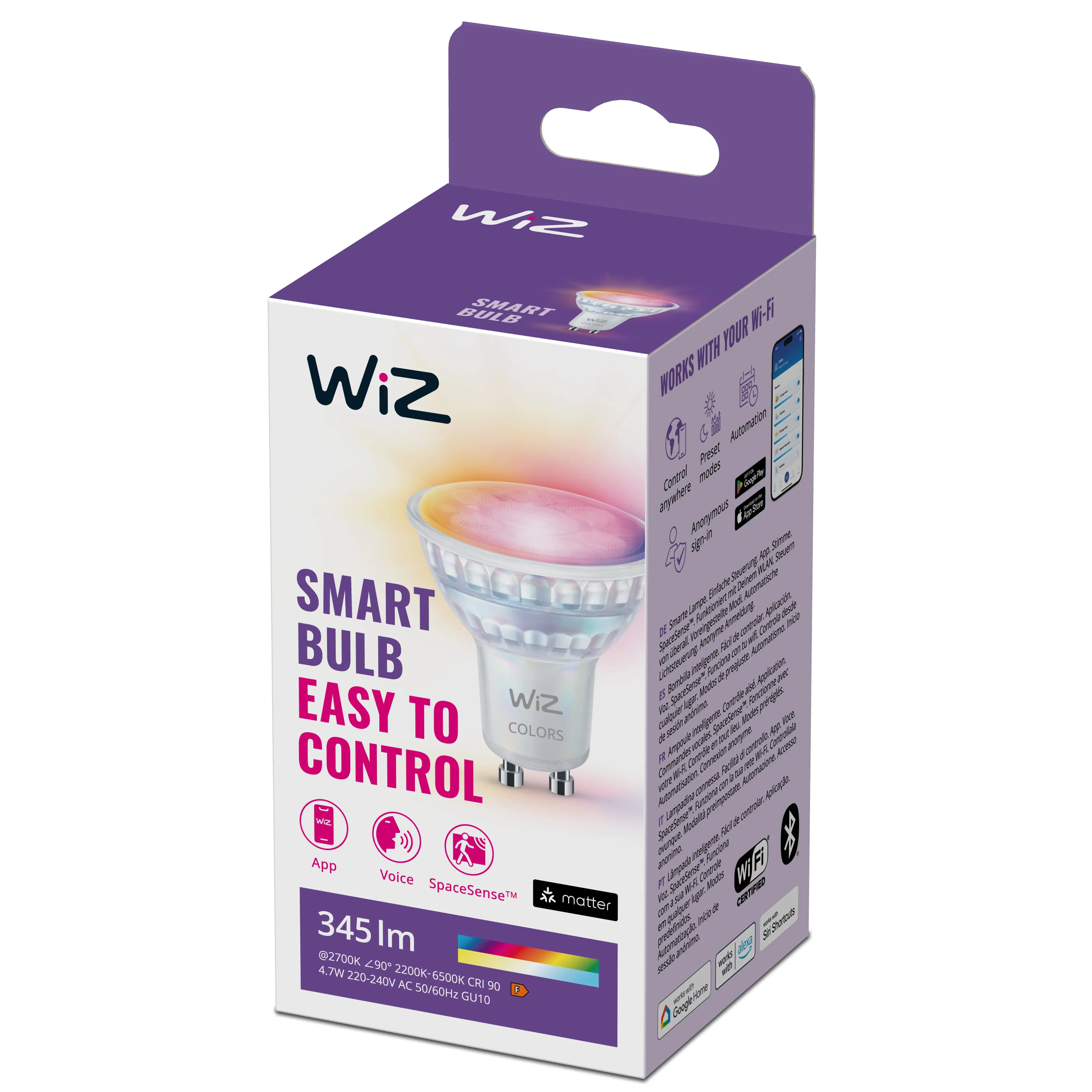 WiZ LED-Leuchtmittel Spot PAR16 GU10 4,7W warmweiß bis kaltweiß smart RGB