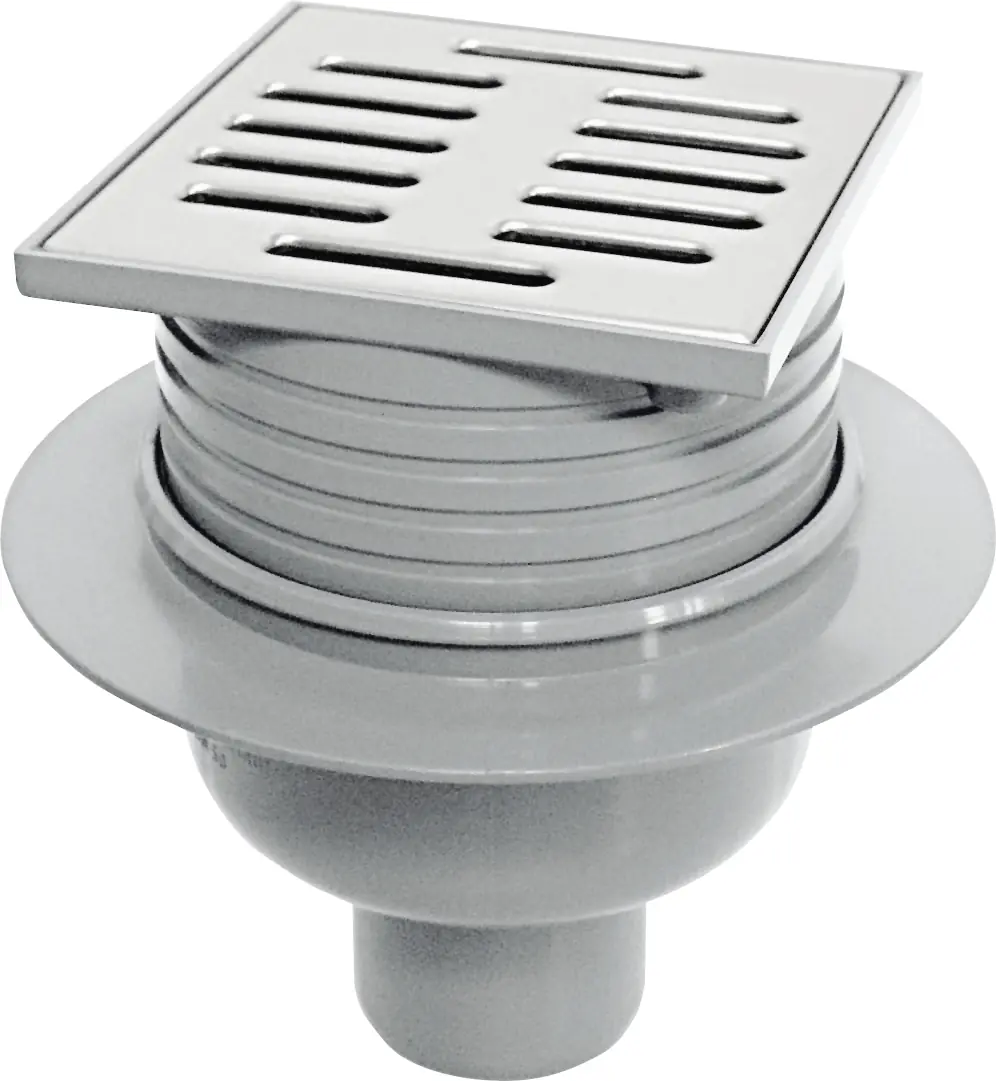 ACO Balkon/Terrassenablauf 100 x 100 mm  DN 50, grau, Ablauf senkrecht