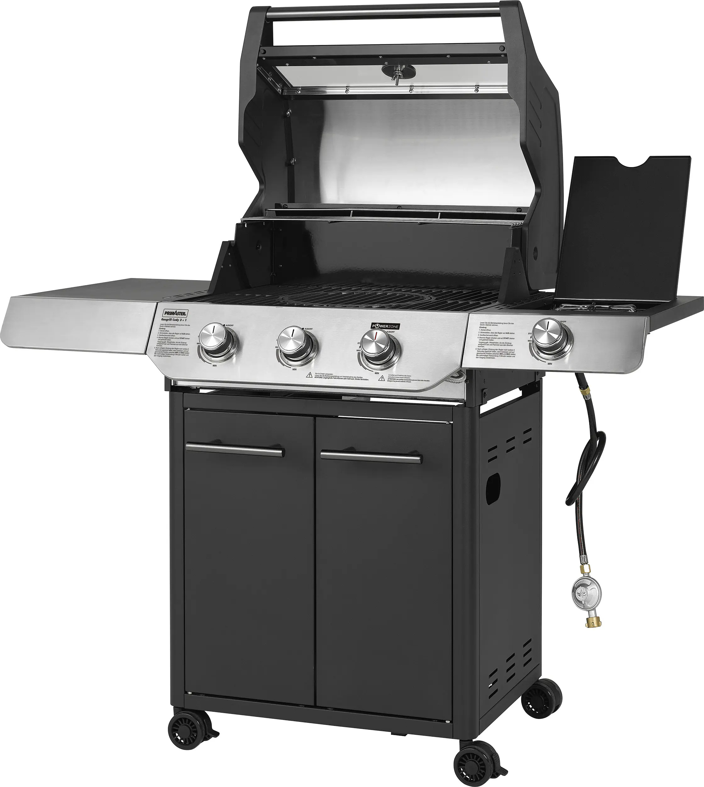 Primaster Gasgrill Cody Powerzone & Seitenbrenner Grillfläche: 63,5 x 48 cm 
