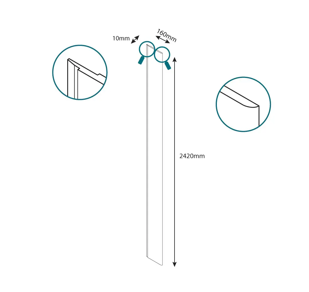 Wetwall Elite Wandpaneel  Fumo 16 x 242 cm mit abgerundeter Abschlusskante