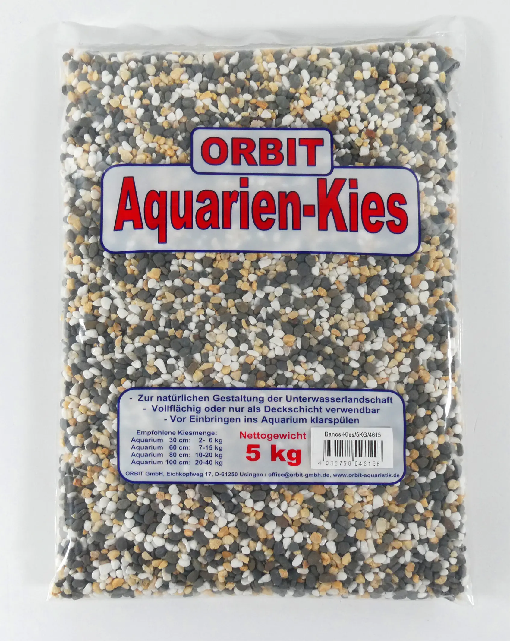 Orbit Aquarien Kies Banos Kies weiß-schwarz-gelb 5 kg