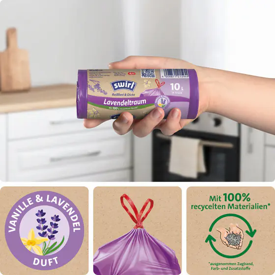Swirl® 10 l Duft-Müllbeutel Lavendeltraum Reißfest & Dicht