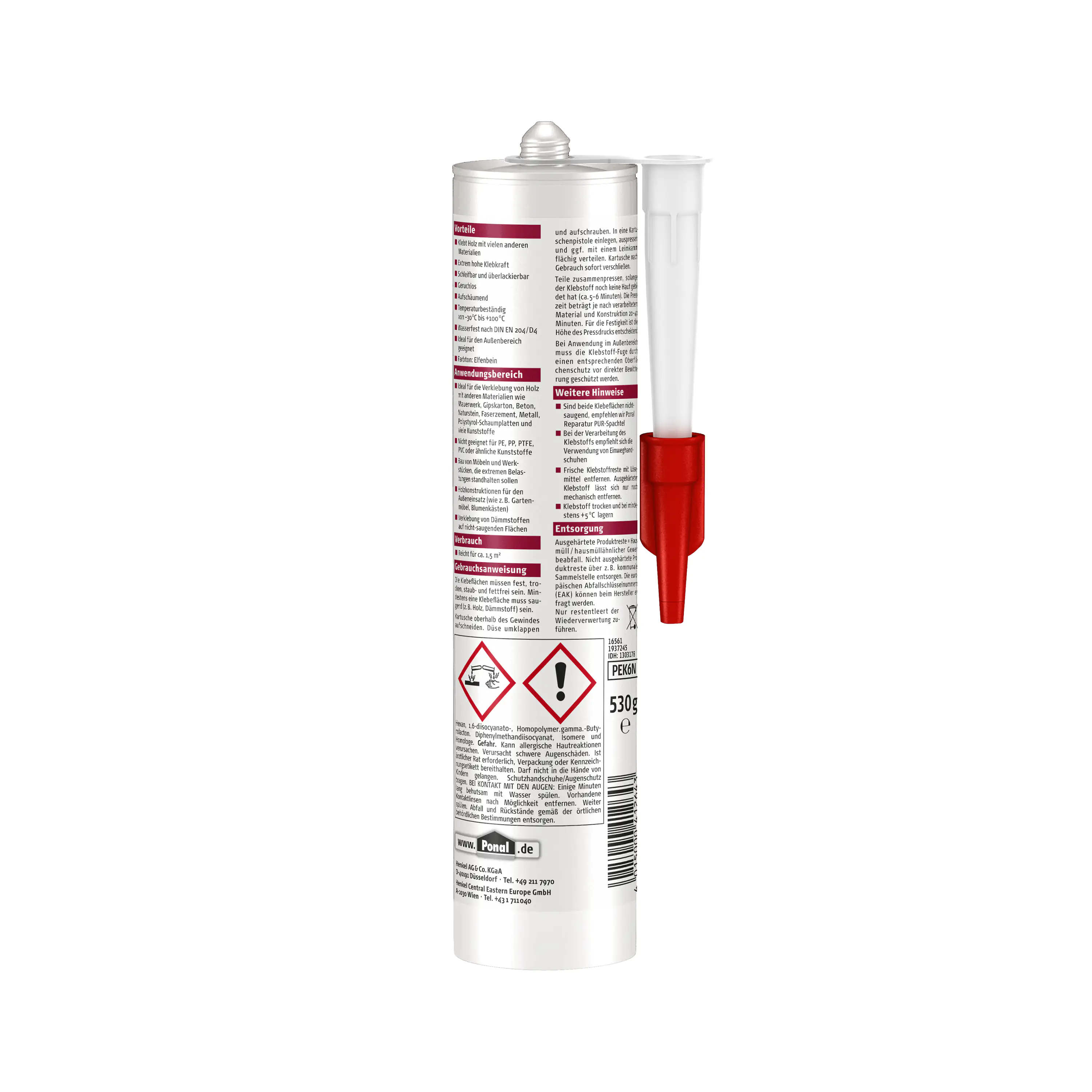 Ponal Konstruktion PUR-Kleber 530 g Kartusche, elfenbein Ponal Konstruktion PUR-Kleber 530 g Kartusche, elfenbein