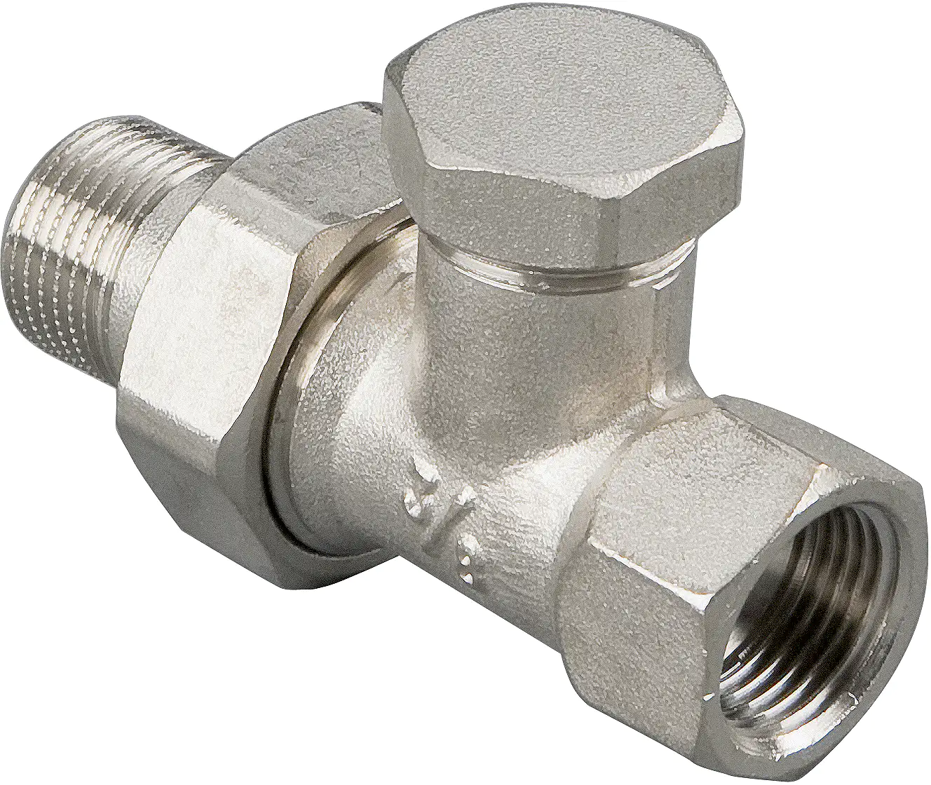 sanicomfort Heizkörperverschraubung 3/8'', Durchgang, venickelt