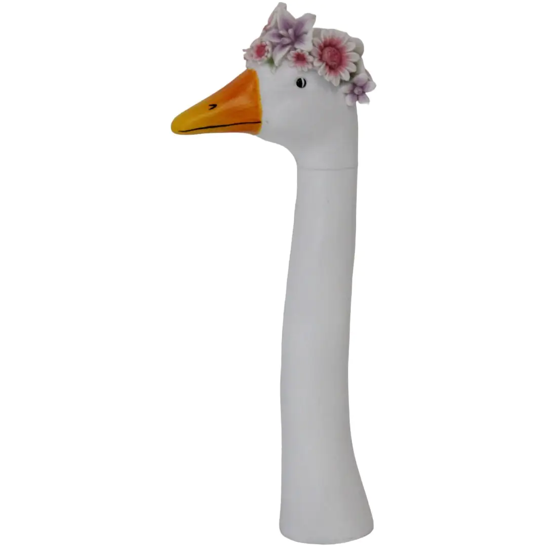 Dekofigur Blumen-Gänsekopf 38 x 13 cm weiß orange Dekofigur Blumen-Gänsekopf 38 x 13 cm weiß orange