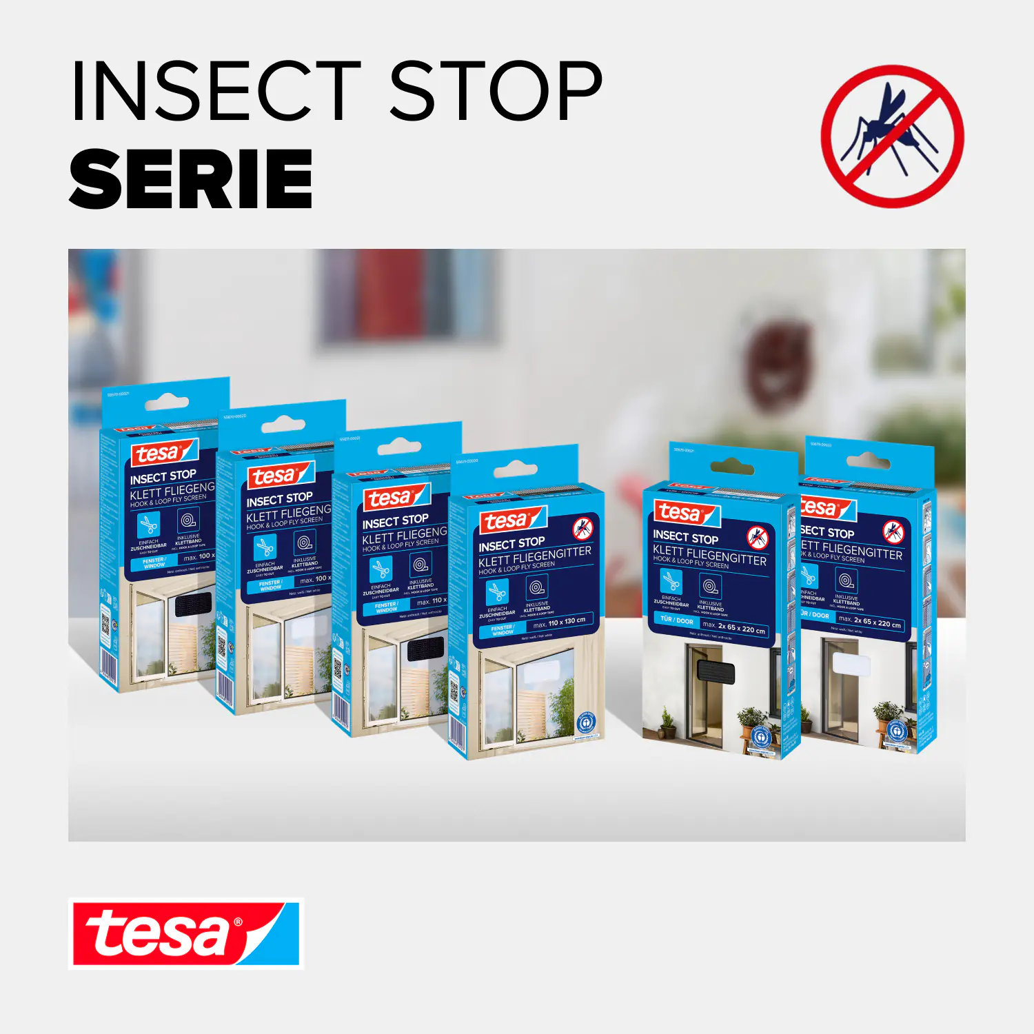 tesa Fliegengitter STANDARD 150 x 180 cm anthrazit individuell kürzbar