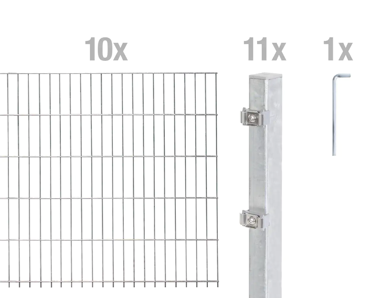 Alberts Doppelstabmatten-Grundset 20 m 200 x 140 cm 6/5/6 feuerverzinkt