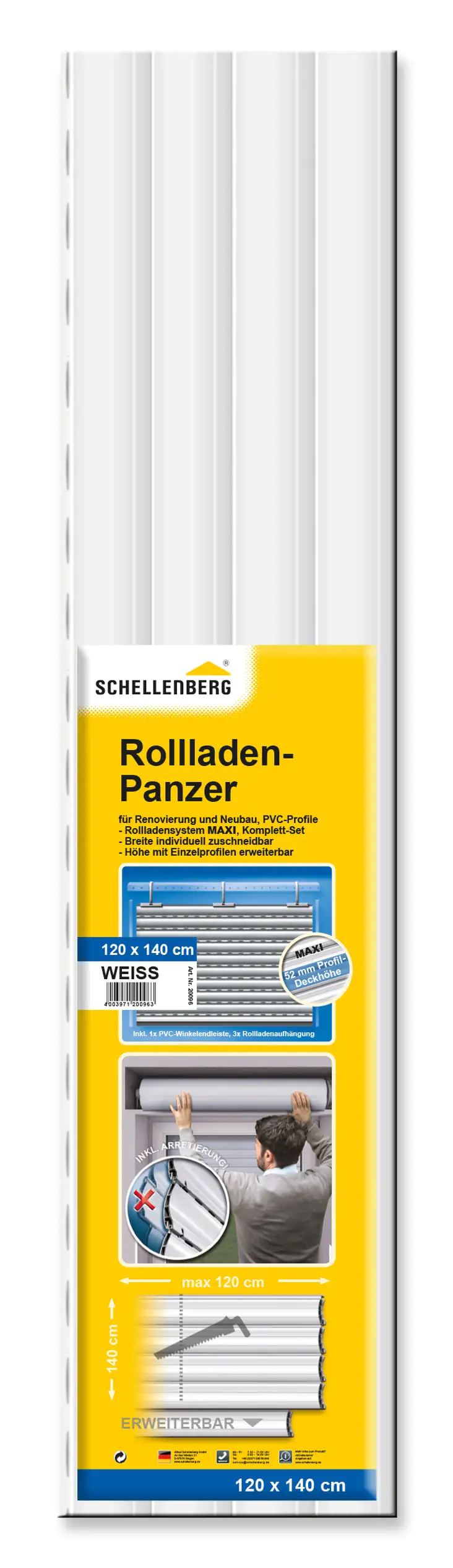 Schellenberg Rollladenpanzer Maxi, weiß, 120 x 140 cm