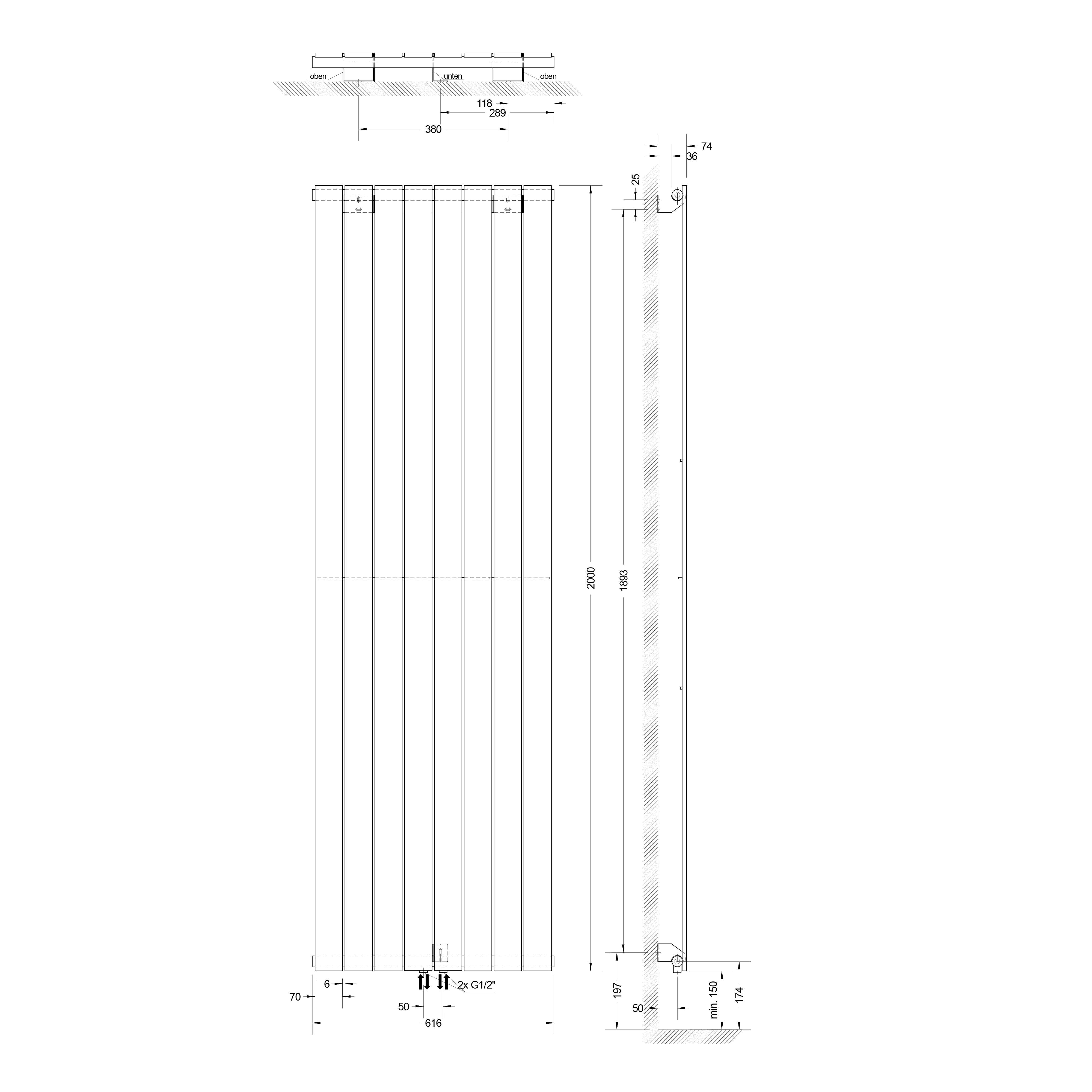 Schulte Badheizkörper Aachen 200 x 61,6 cm 1502 Watt