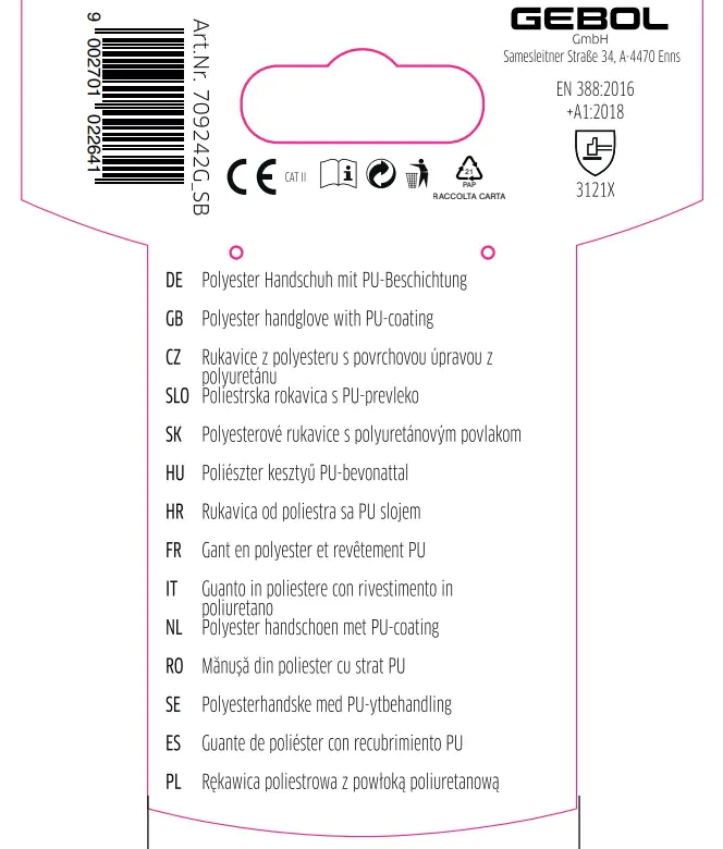 Gebol Handschuh Nano Flex grau