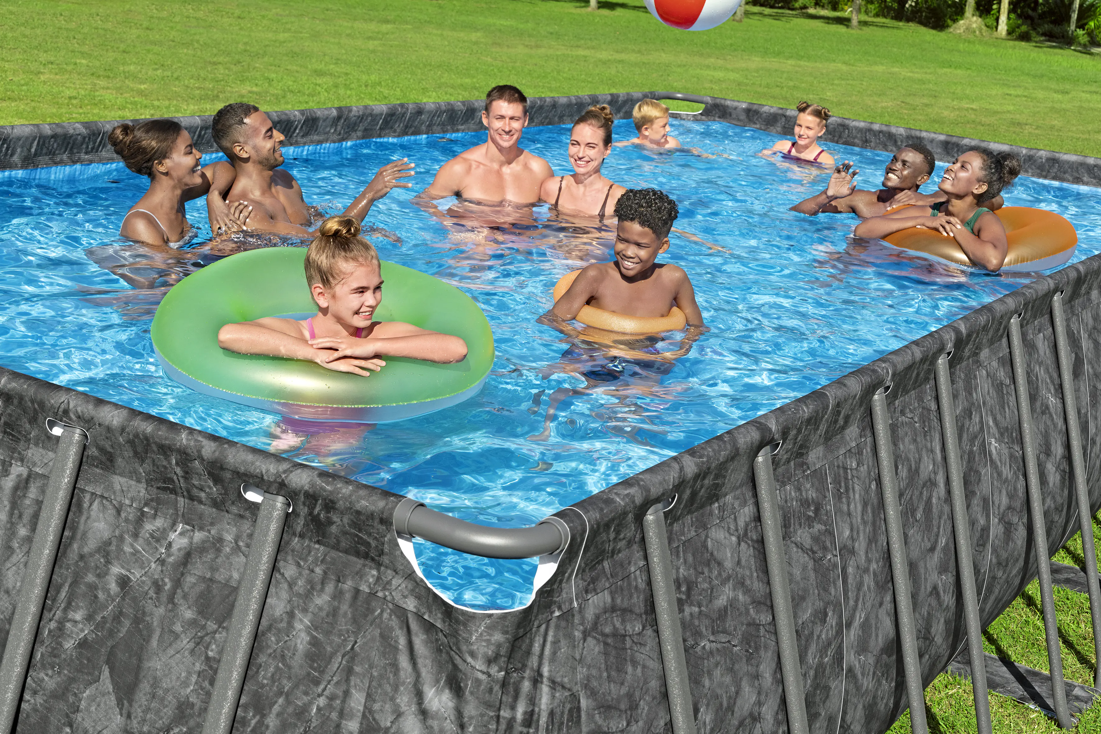 Bestway Winterfestes Frame Pool APX365 Komplett-Set mit Sandfilteranlage 732 x 366 x 132 cm marmor-optik eckig Bestway Winterfestes Frame Pool APX365 Komplett-Set mit Sandfilteranlage 732 x 366 x 132 cm marmor-optik eckig