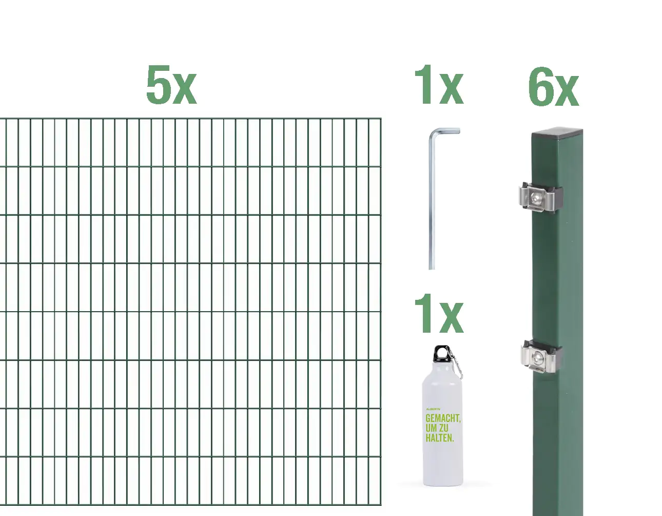 Alberts Komplettset Doppelstabmatten 10 m 160 cm 6/5/6 grün