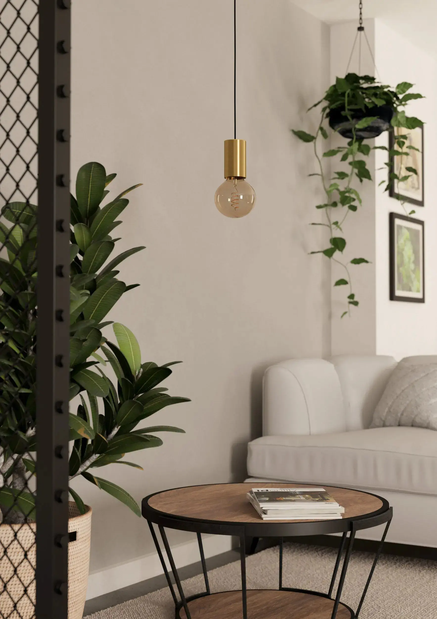 Eglo Hängeleuchte Pozueta 1 messing gebürstet Ø 7 x 110 cm