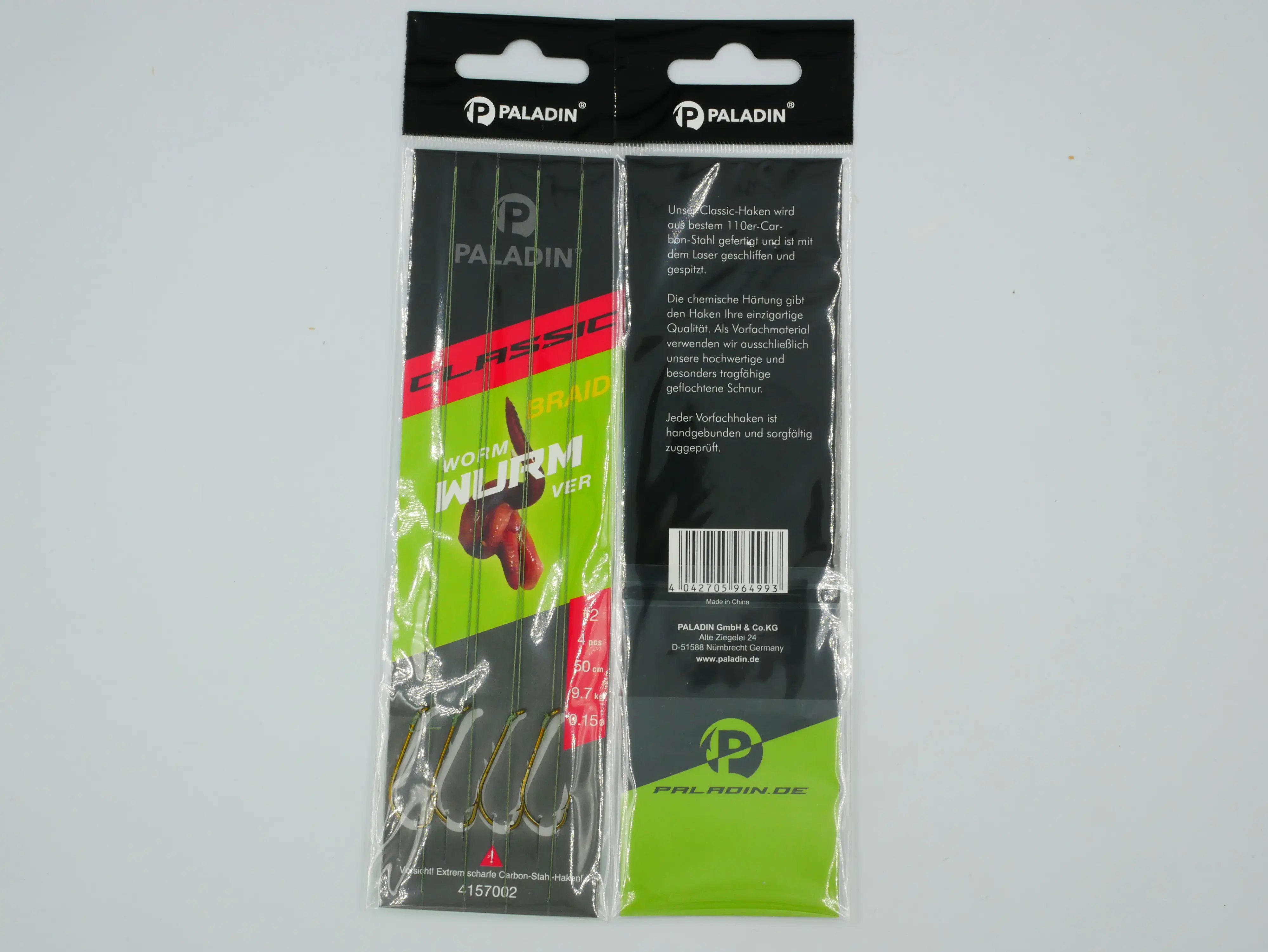 Paladin Wurmhaken gebunden geflochten Größe 2 4 Stück gold