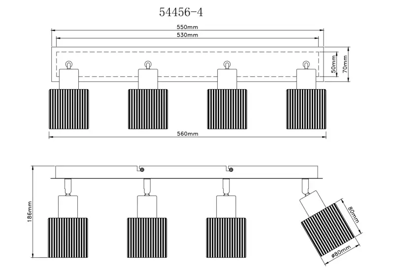 Globo Strahler Villegas 56 x 18,6 cm schwarz-chrom matt