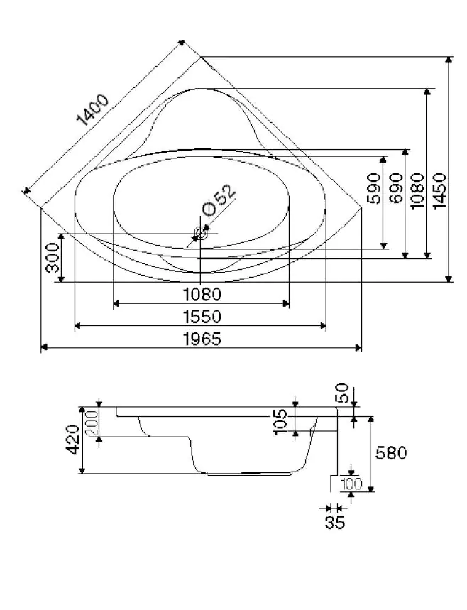 Ottofond Whirlpool-Komplettset Siam 140 cm, weiß