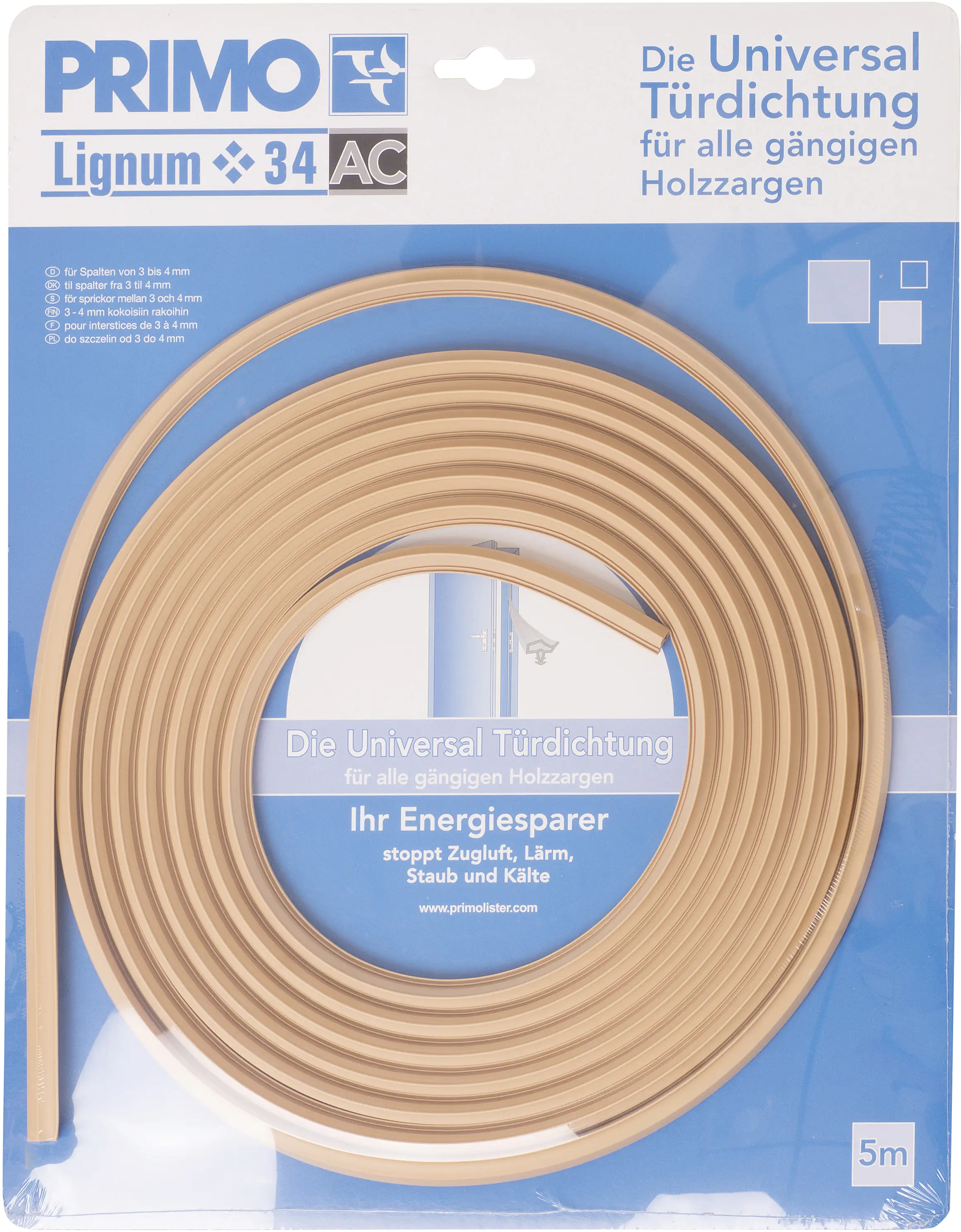 Primo Universaldichtung Holzzarge Lignum 34AC beige, 5 Meter