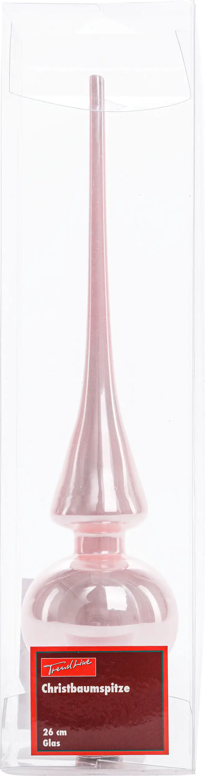 2076601545880_01 TrendLine Christbaumspitze aus Glas 26 cm puderrosa glänzend