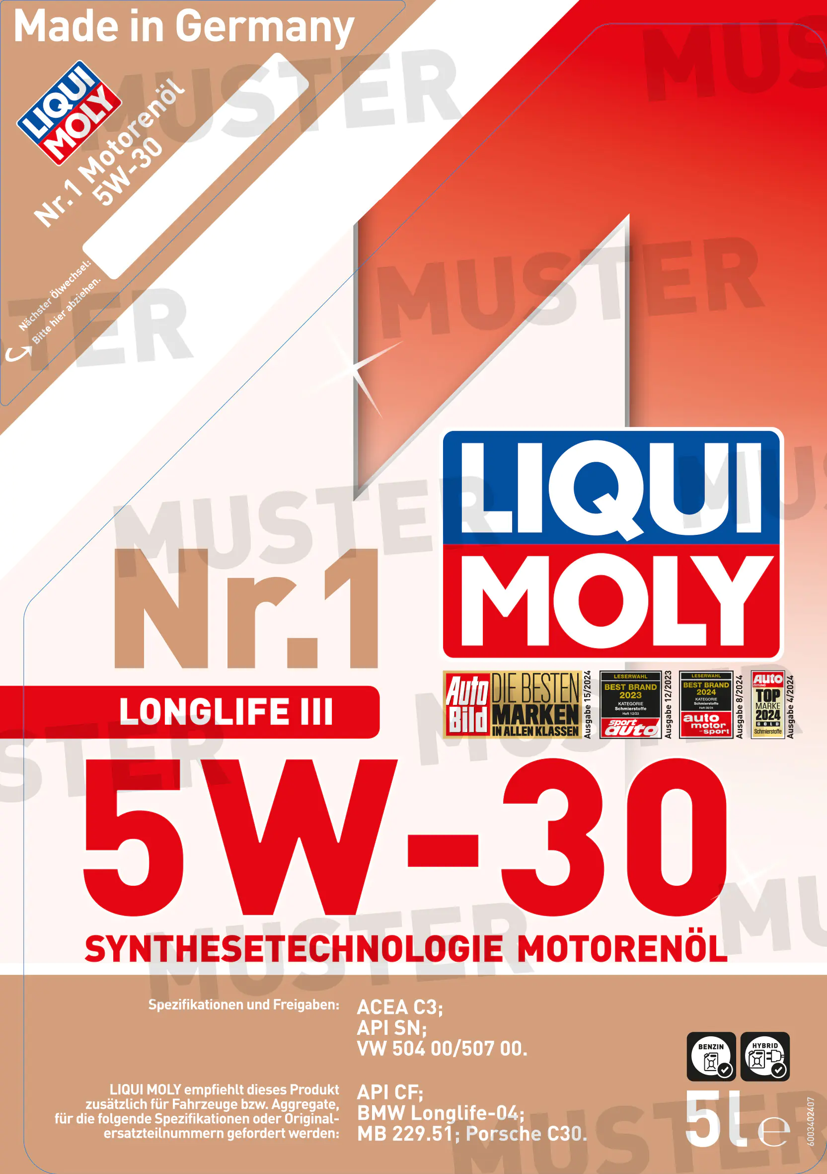 Liqui Moly Motoröl Nr.1 Longlife III 5W-30 5 L Liqui Moly Motoröl Nr.1 Longlife III 5W-30 5 L