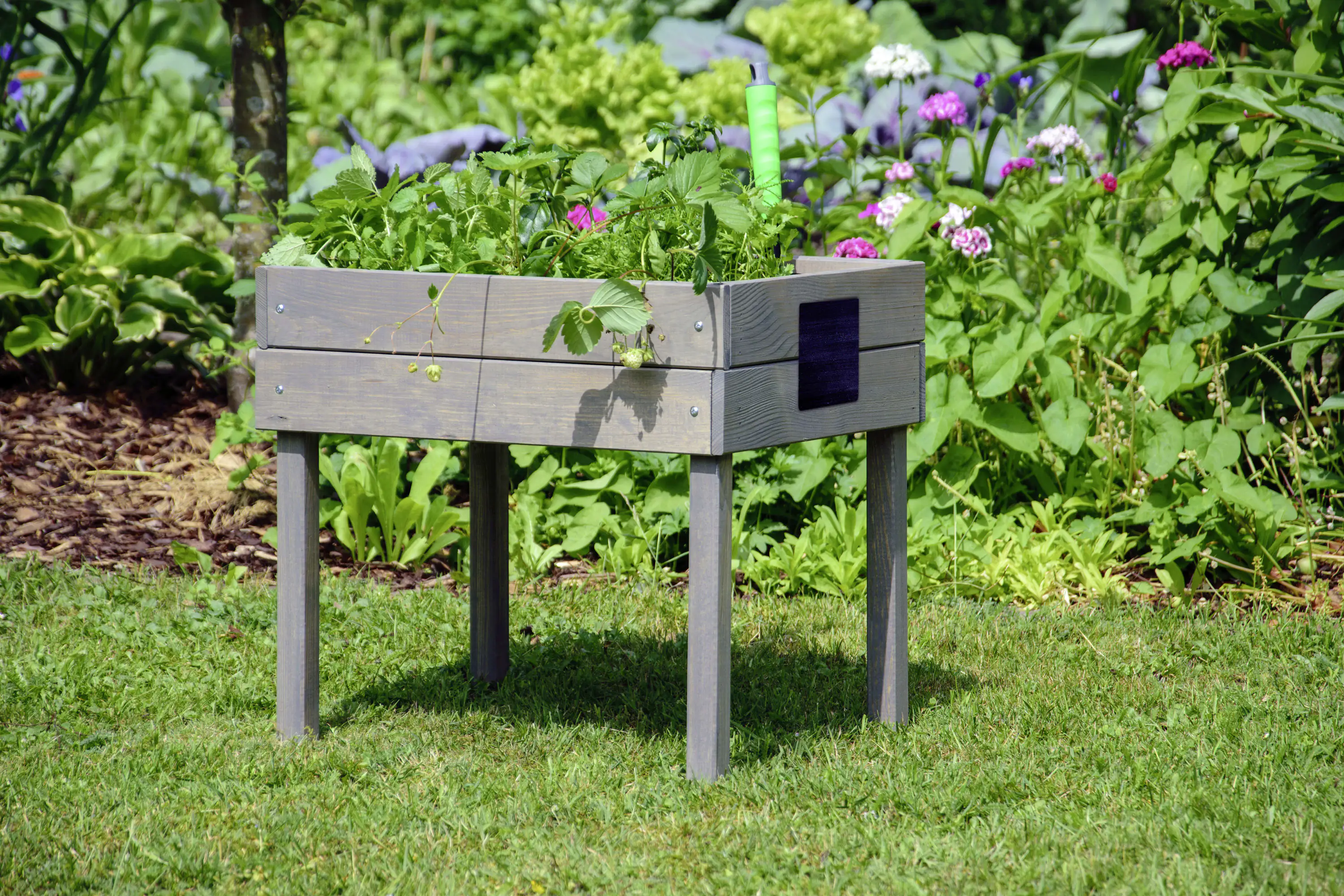 Dobar Kinder-Hochbeet mit Kreidetafel grau 50 x 40 x 45 cm