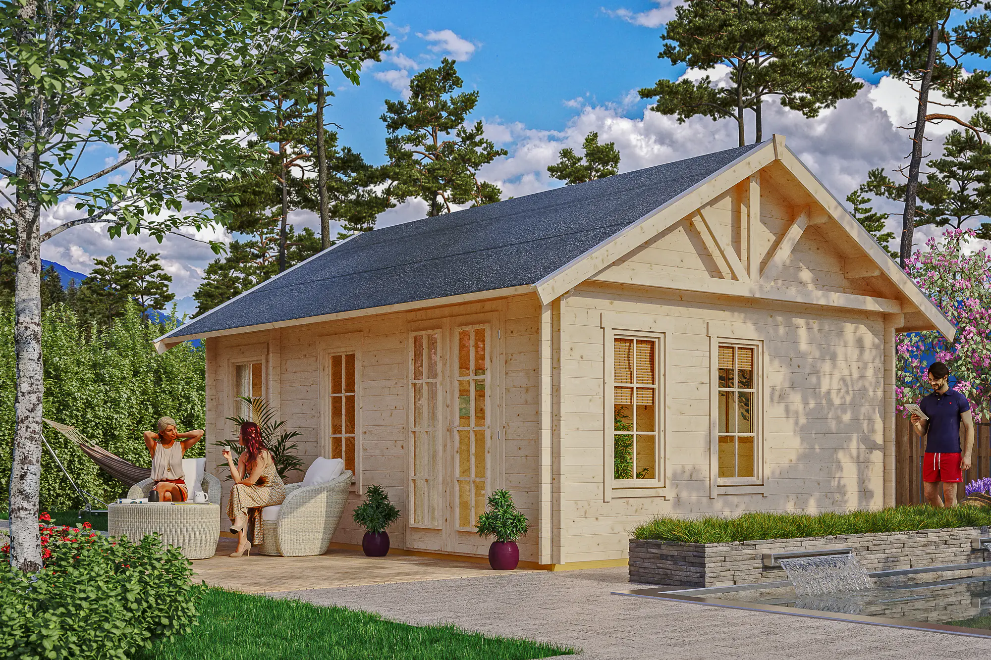 SKAN HOLZ Blockbohlenhaus Bern 2 420 x 560 cm natur mit Fußboden SKAN HOLZ Blockbohlenhaus Bern 2 420 x 560 cm natur mit Fußboden