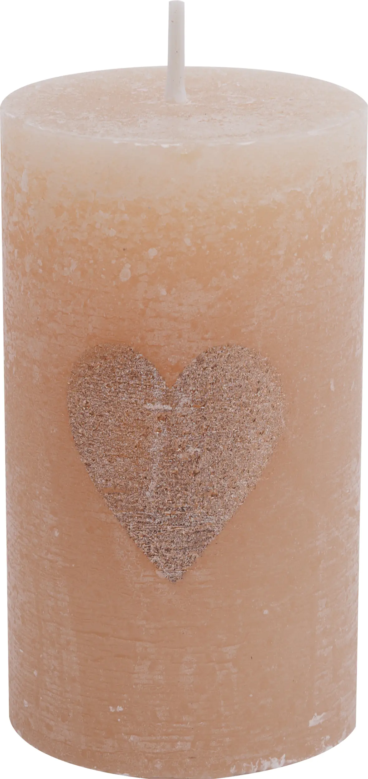 House of Rustic Kerze hellbraun mit glänzendem mocca Herz Ø 6,8 x 12 cm