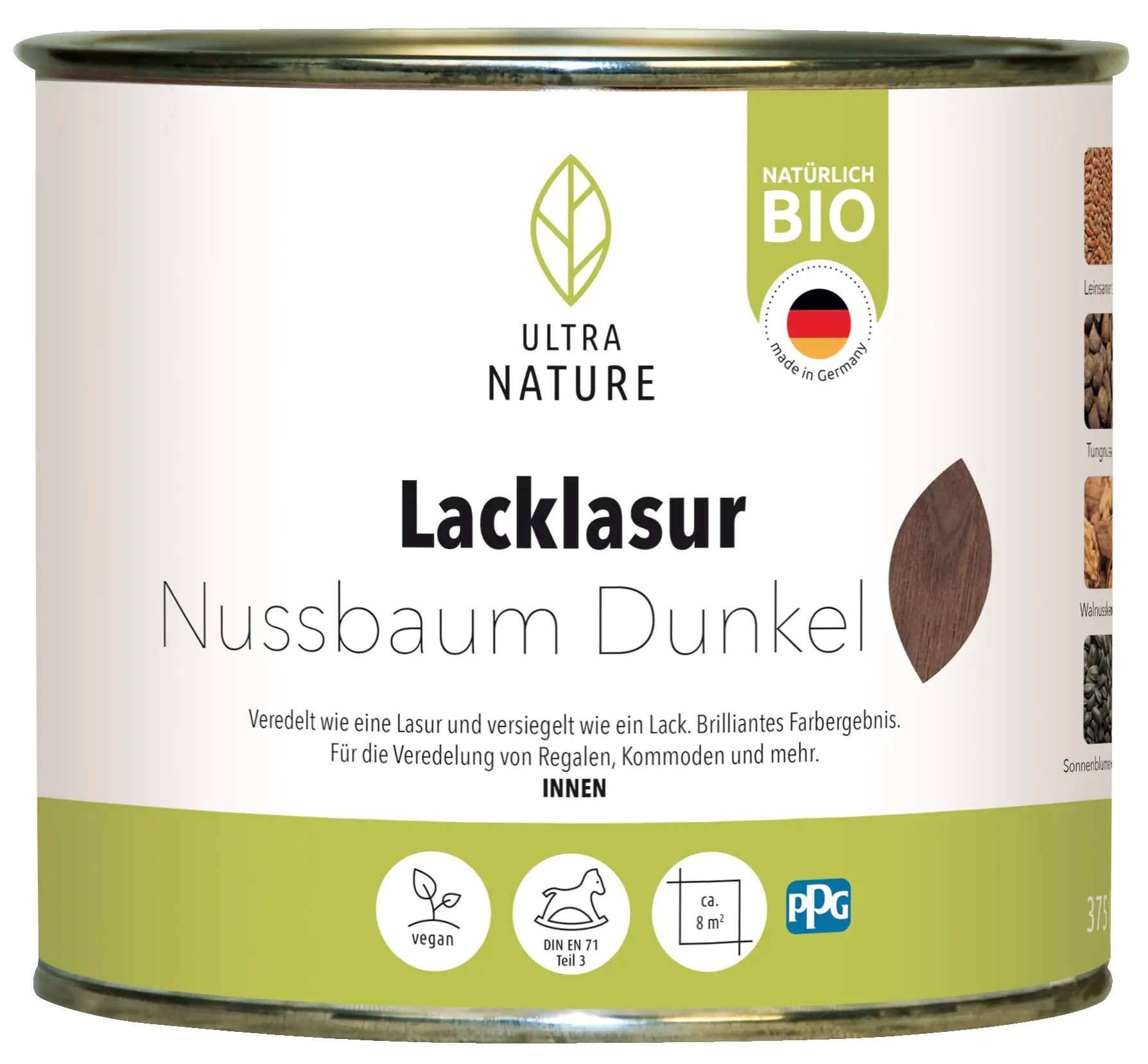 4250100475819 Ultra Nature Lacklasur 375 ml nussbaum dunkel