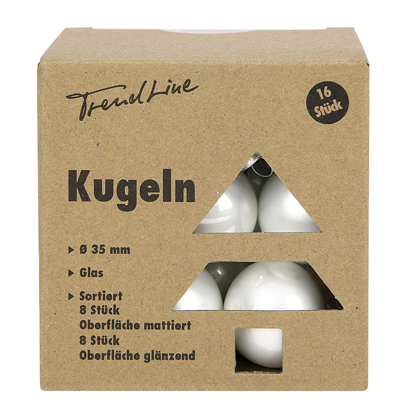 TrendLine Weihnachtskugeln aus Glas Ø 3,5 cm weiß 16 Stück