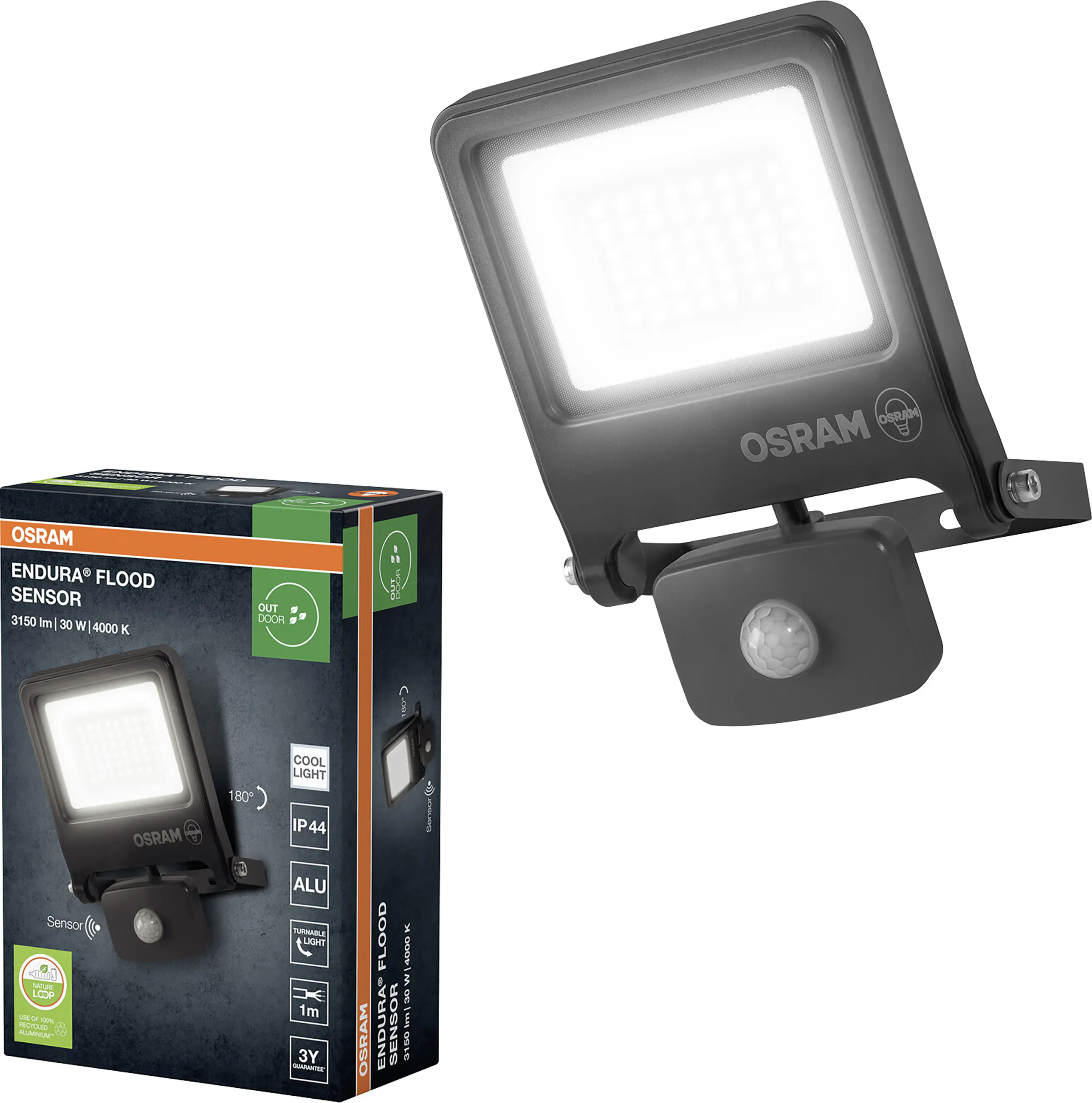 Osram Außenleuchte ENDURA Flood Sensor 30W PCR dunkelgrau kaltweiß Osram Außenleuchte ENDURA Flood Sensor 30W PCR dunkelgrau kaltweiß