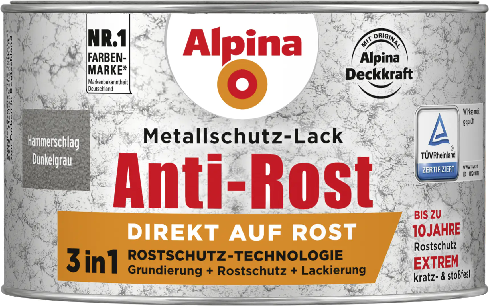 Alpina Metallschutz-Lack Hammerschlag 300 ml dunkelgrau