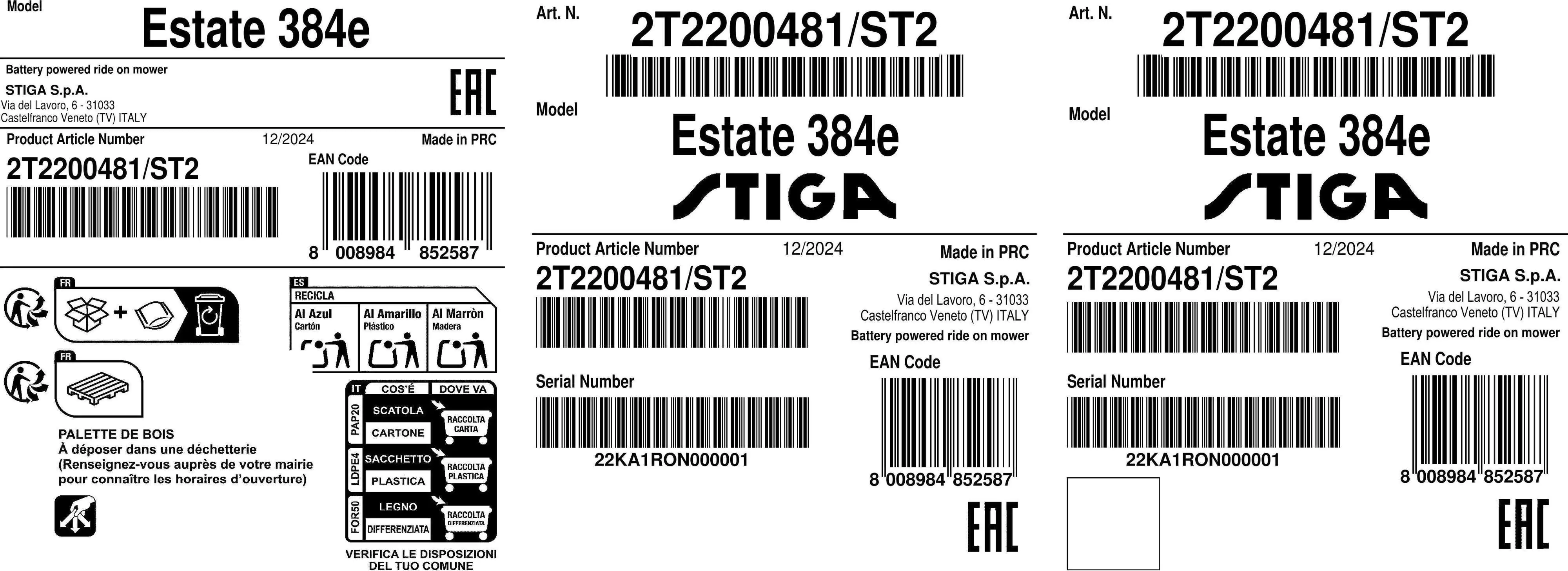 Stiga Akku Rasentraktor Estate 384e, 48 V, 84 cm Schnittbreite Stiga Akku Rasentraktor Estate 384e, 48 V, 84 cm Schnittbreite