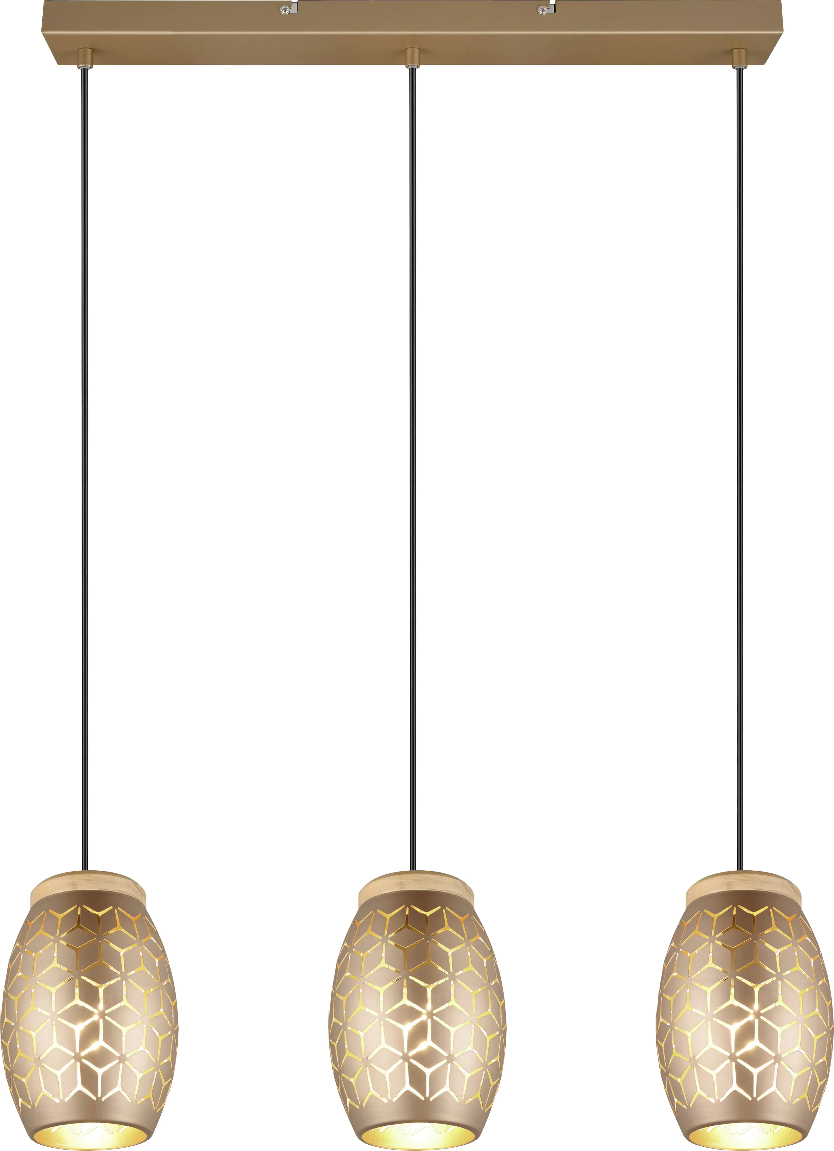 Trio Leuchten Pendelleuchte Bidar 3xE27, beige, Metall