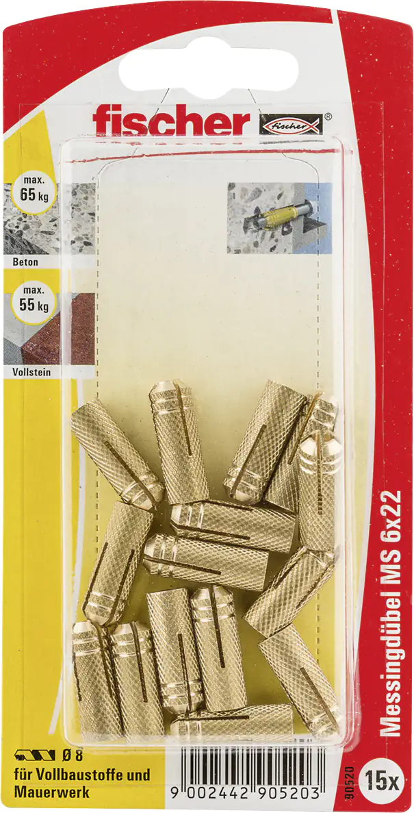 Fischer Messingdübel MS 6.0 x 22 mm - 15 Stück