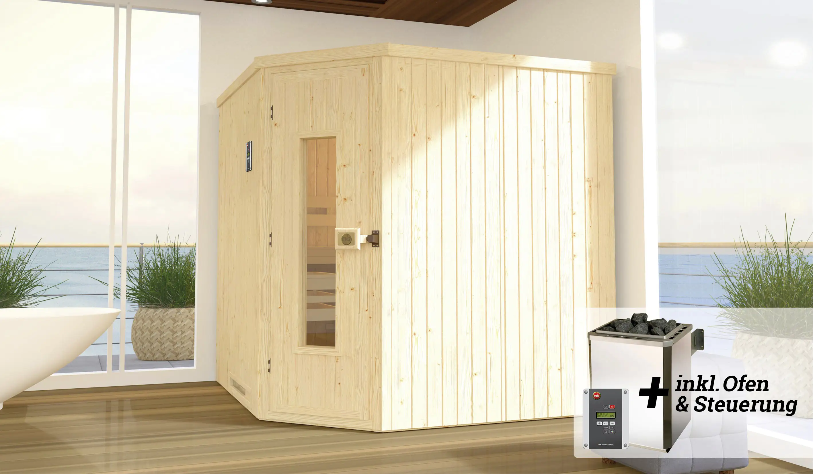 Weka Elementsauna Varberg Gr. 3 Sparset 7,5 kw OS Weka Elementsauna Varberg Gr. 3 Sparset 7,5 kw OS