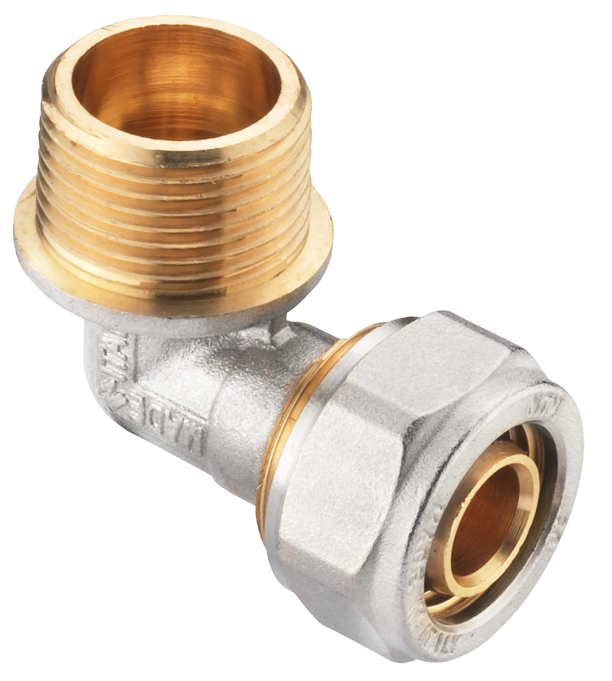 Cornat Schraub-Winkel 90° komplett ø 26 mm 1" AG Messing vernickelt