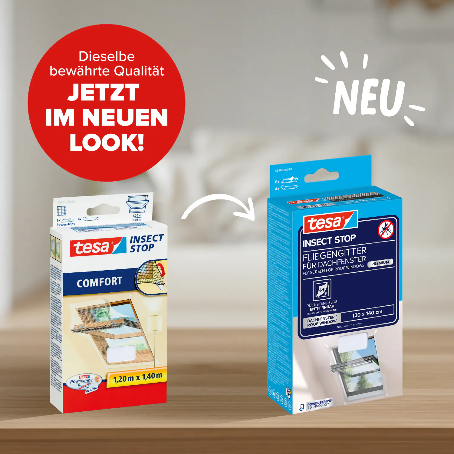 tesa Insektenschutz-Dachfenster COMFORT 120 x 140 cm weiß