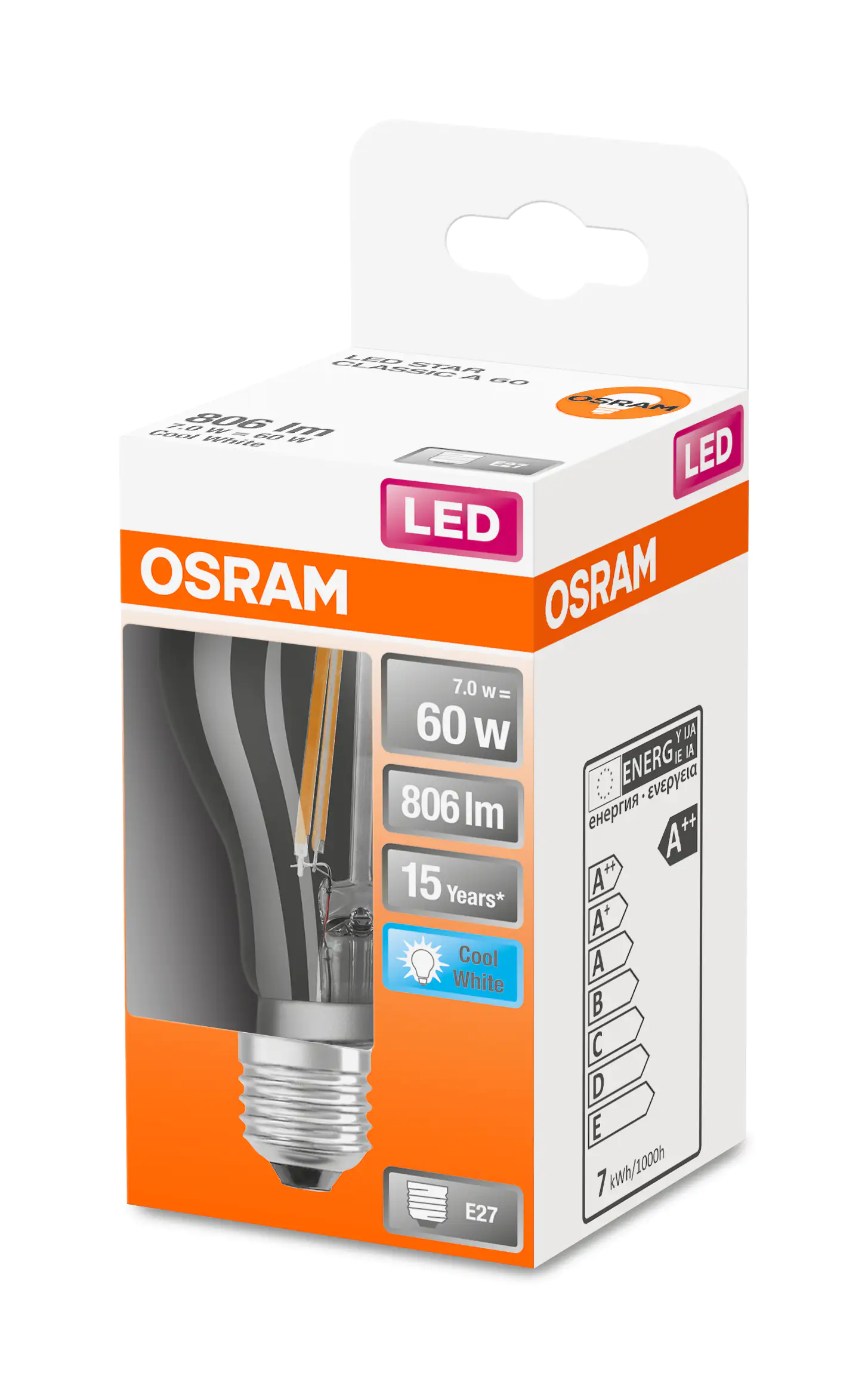 4058075112308 Osram LED Leuchtmittel Retrofit CLA 60 E27 6,5 W neutralweiß, klar