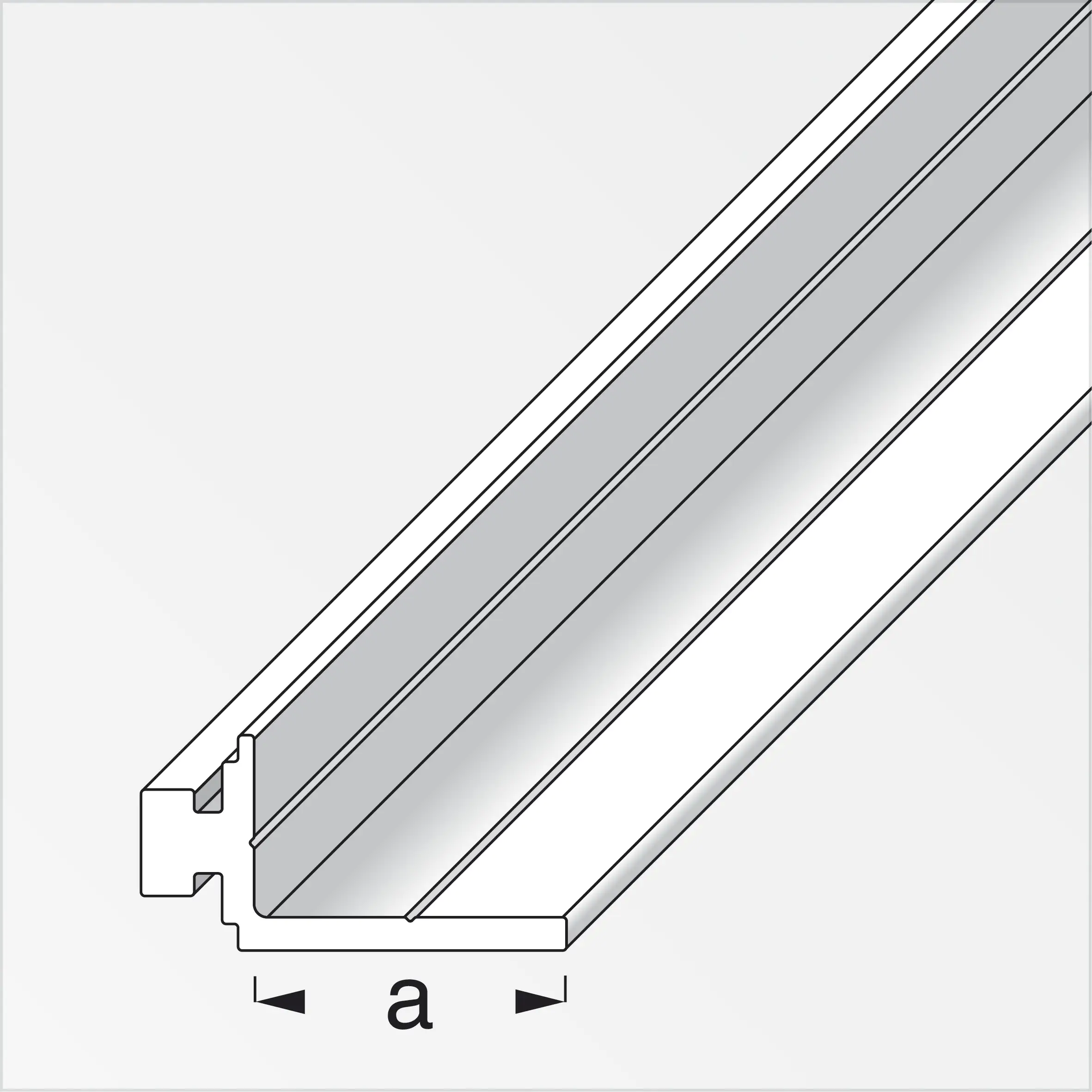 coaxis®-Auflage-Profil 1 m, 23.5 mm Aluminium roh blank