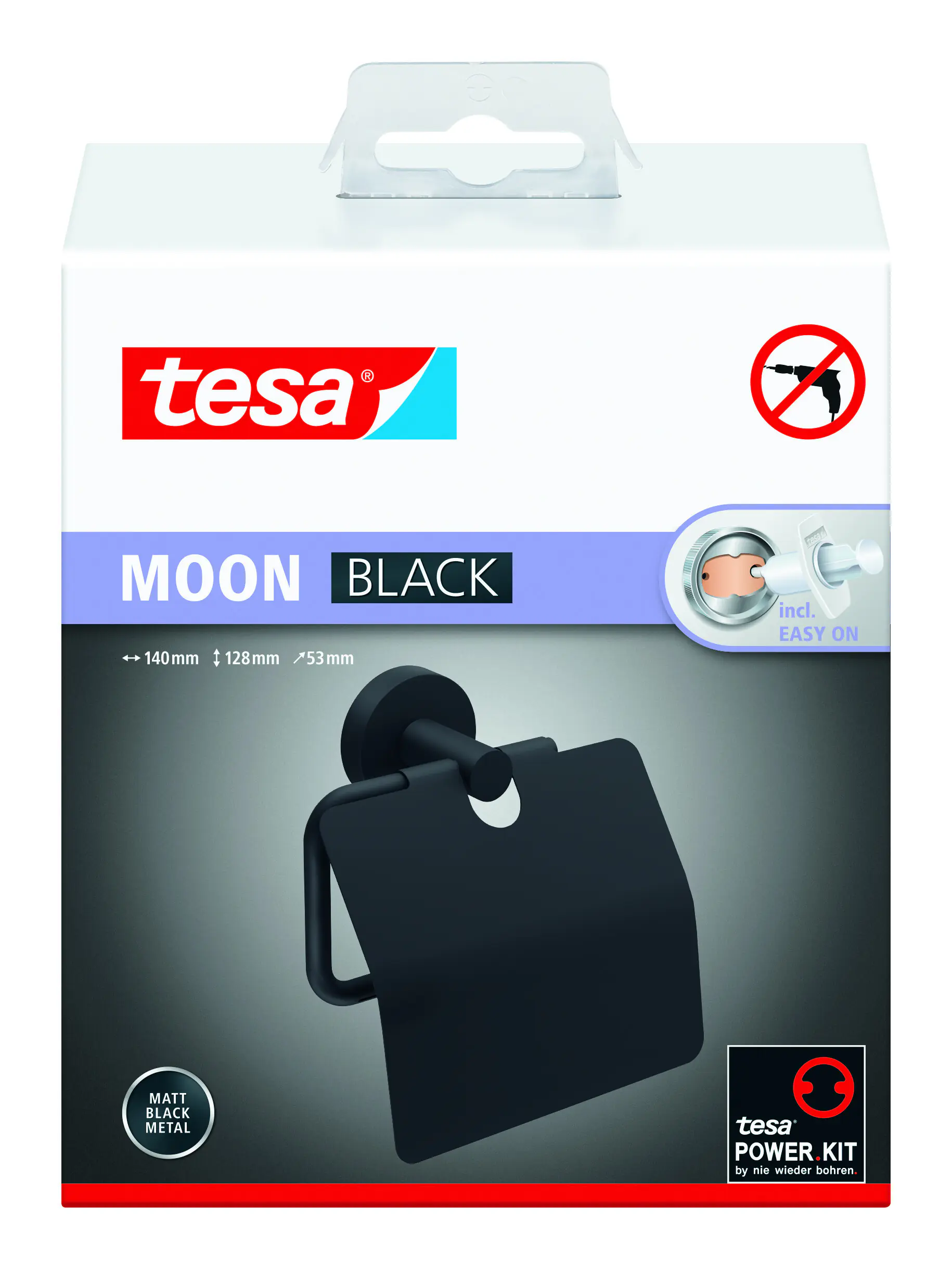 tesa Toilettenpapierhalter Moon mit Deckel schwarz tesa Toilettenpapierhalter Moon mit Deckel schwarz