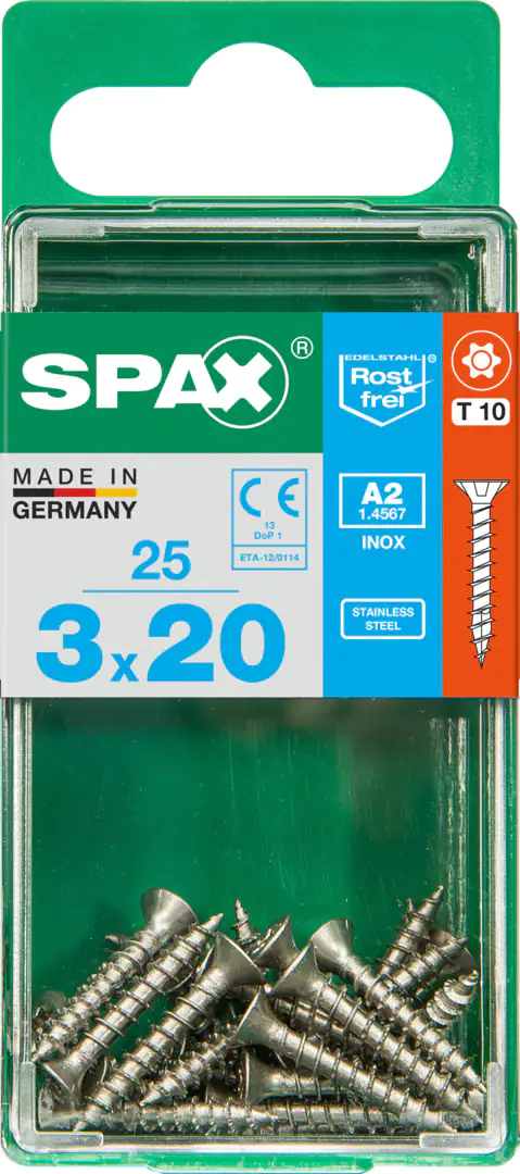 Spax Universalschrauben 3.0 x 20 mm TX 10 Senkkopf - 25 Stk.