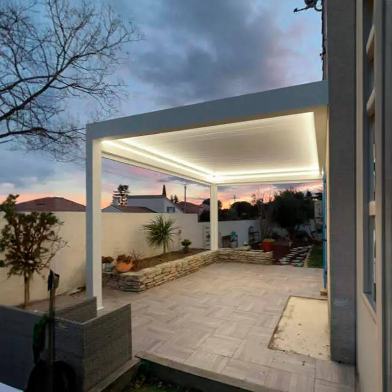 Lamellen Terrassenüberdachung 400 x 406,7 x 273 cm weiß