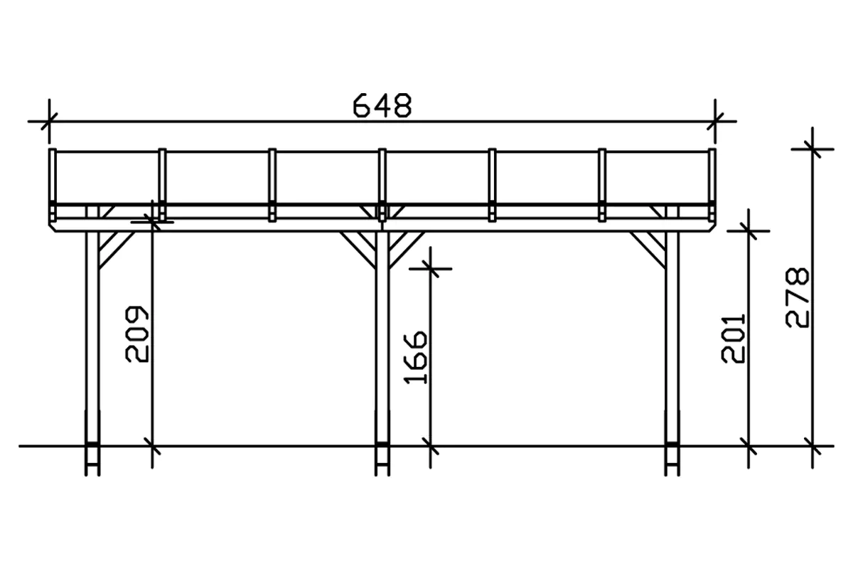 SKAN HOLZ Terrassenüberdachung Siena 648 x 400 cm, Leimholz, natur