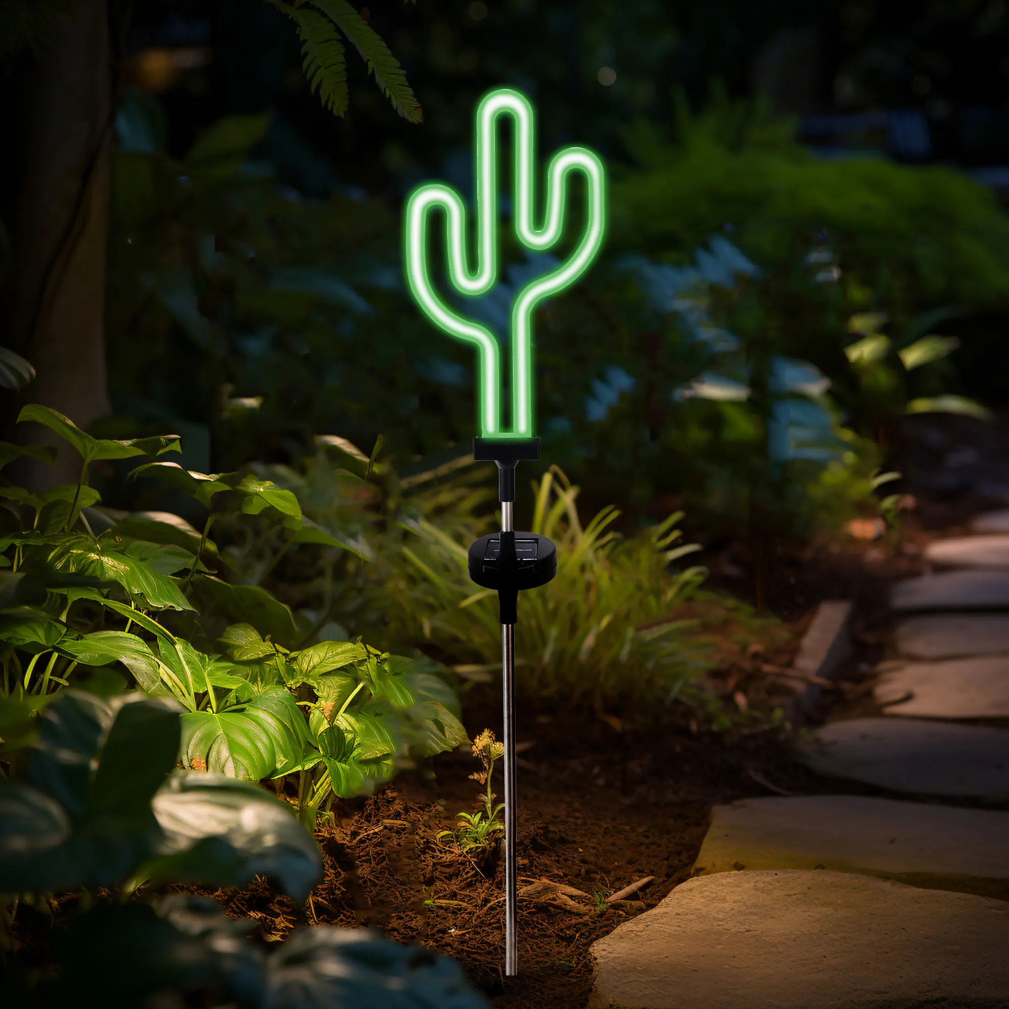 Dapo LED Solarstecker Kaktus grün