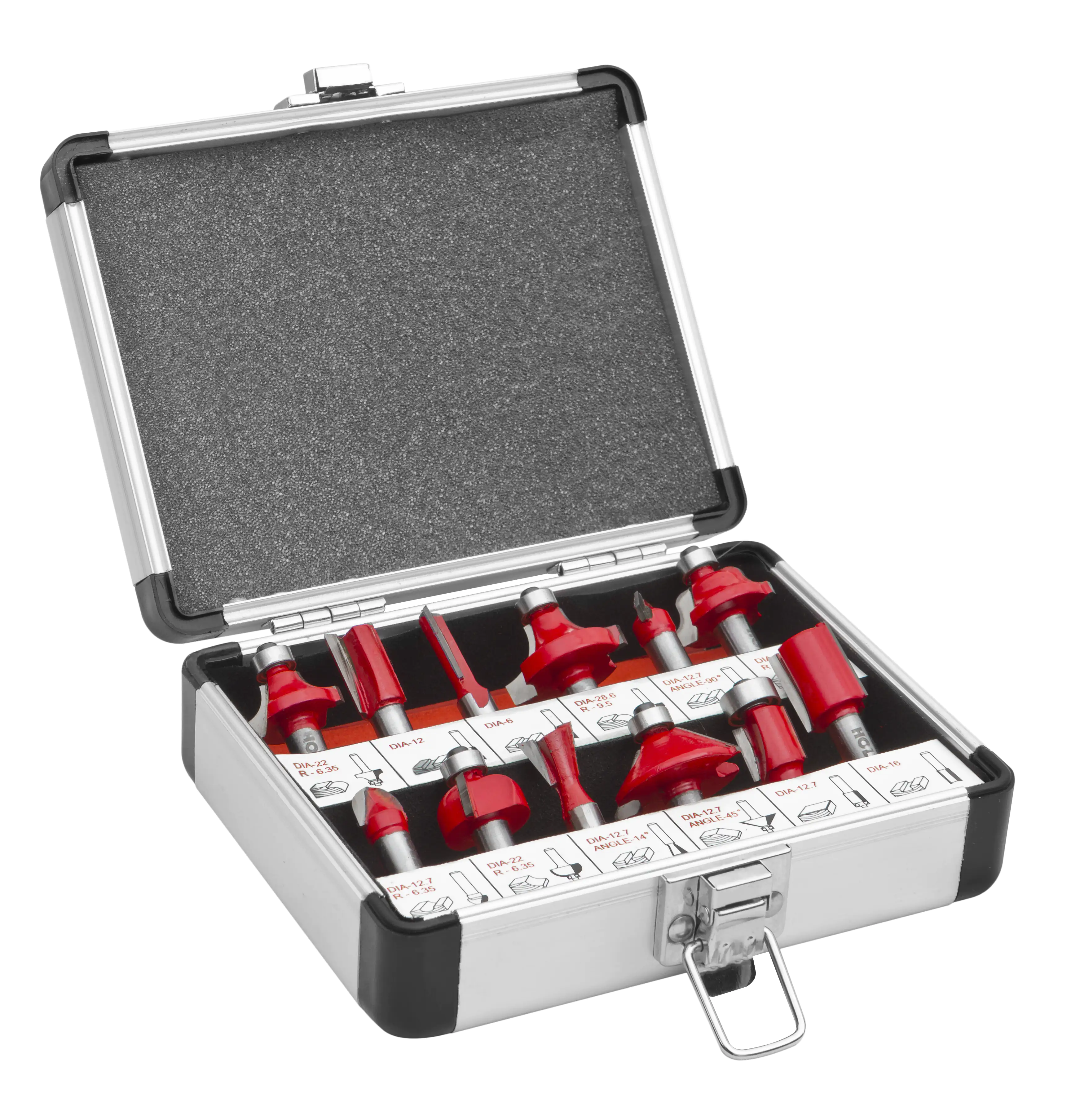 Holzmann Oberfräsersatz OFS12 12-teilig im Aluminiumkoffer Holzmann Oberfräsersatz OFS12 12-teilig im Aluminiumkoffer